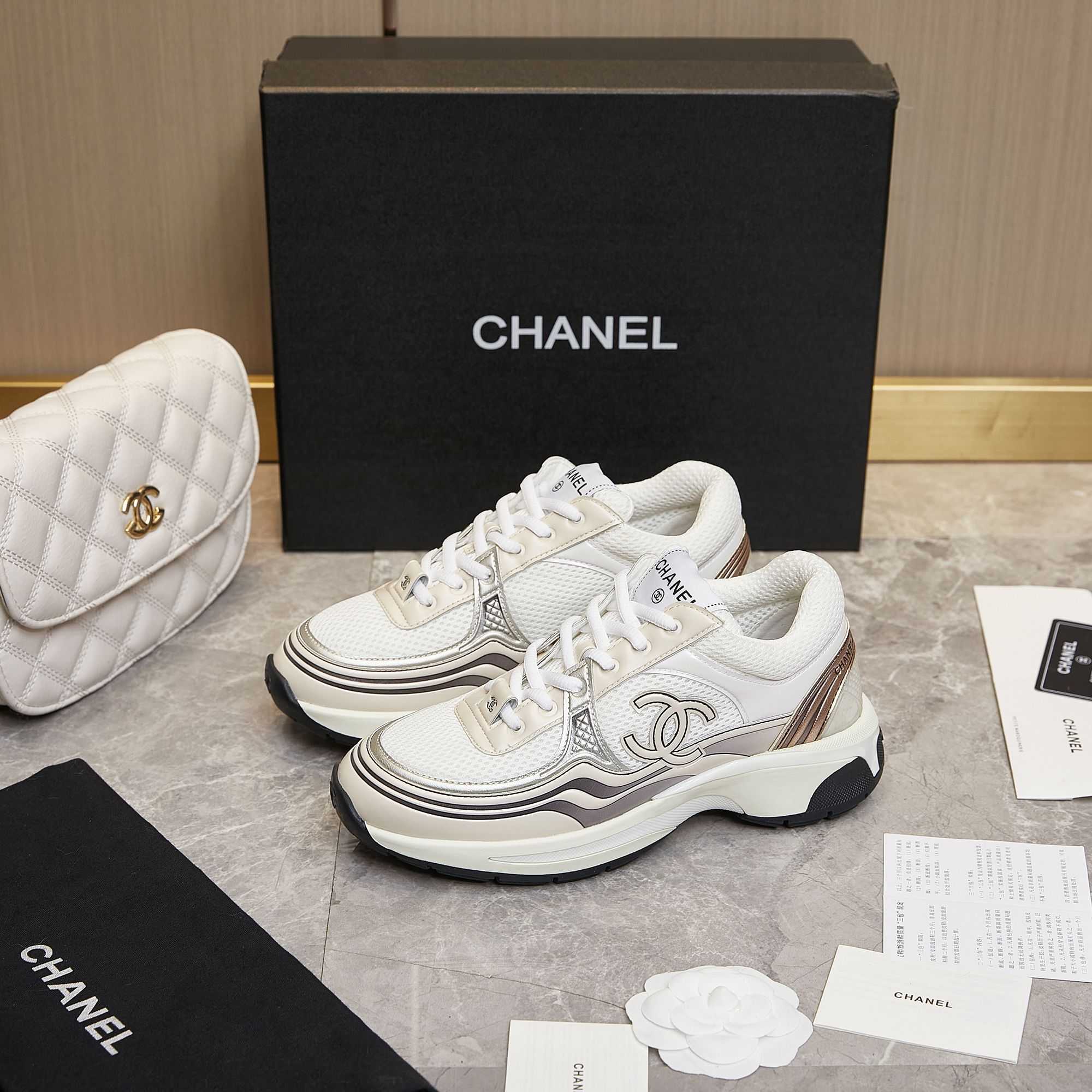 Chanel Fabric & Laminated Sneakers - EUR FASHION