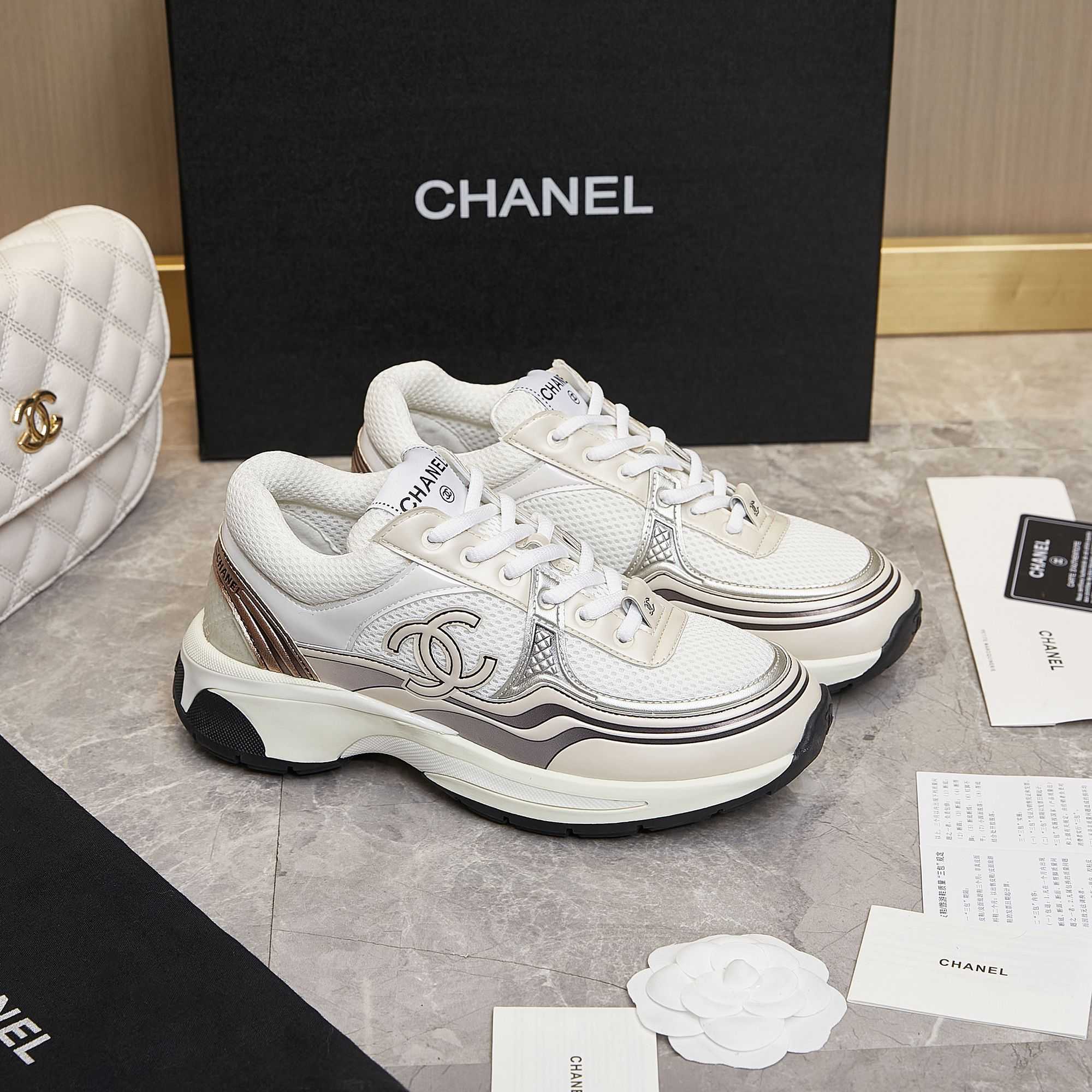 Chanel Fabric & Laminated Sneakers - EUR FASHION