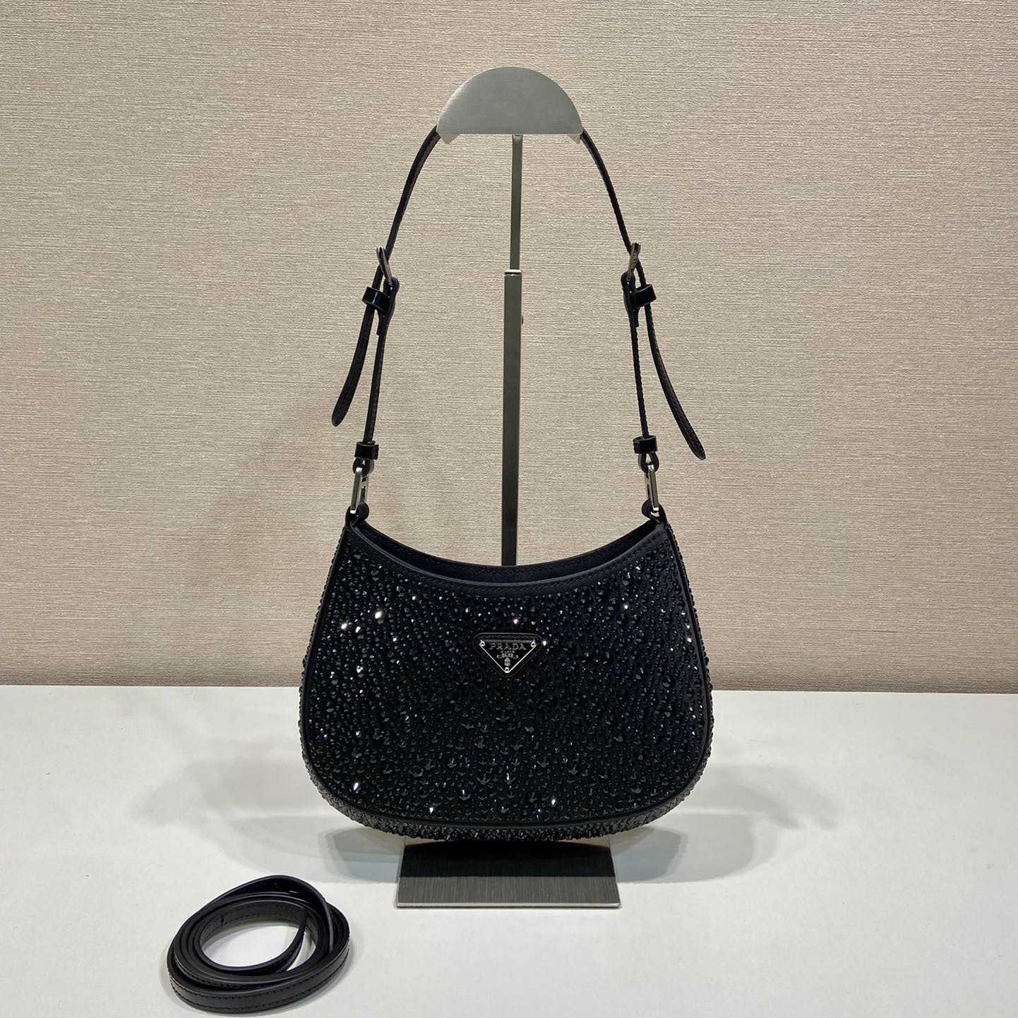 Prada Cleo Satin Bag With Crystals - EUR FASHION