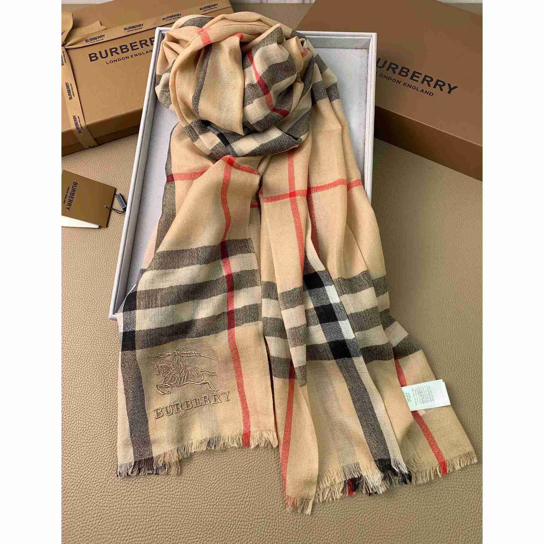 Burberry Lightweight Check Wool Silk Scarf - EUR FASHION