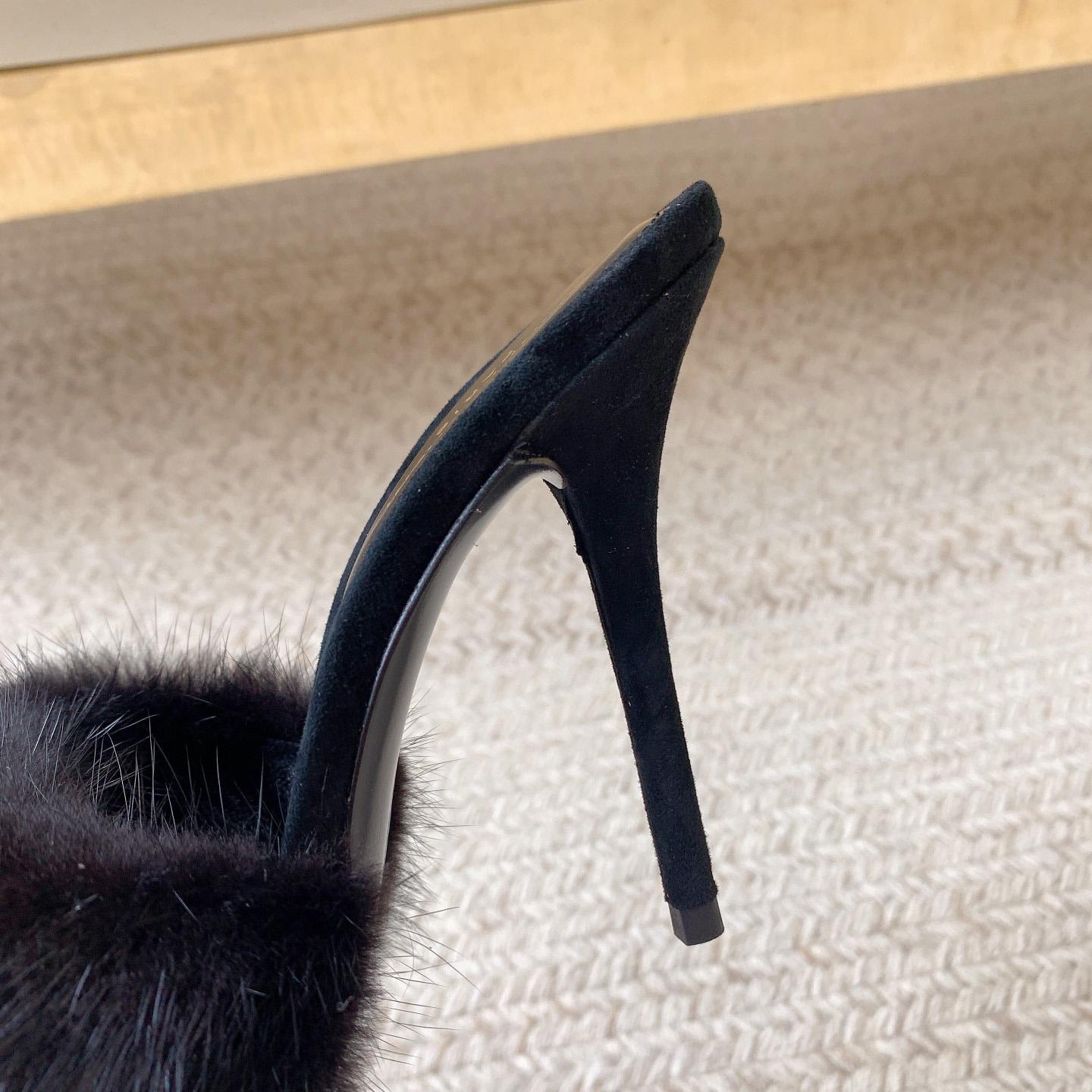 Saint Laurent LA 16 Mules In Animal-Free Fur And Suede  - EUR FASHION