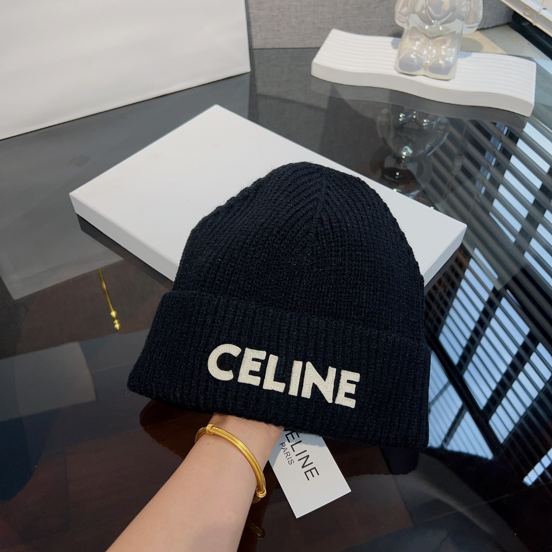 Celine  Embroidered Beanie In Ribbed Wool - EUR FASHION