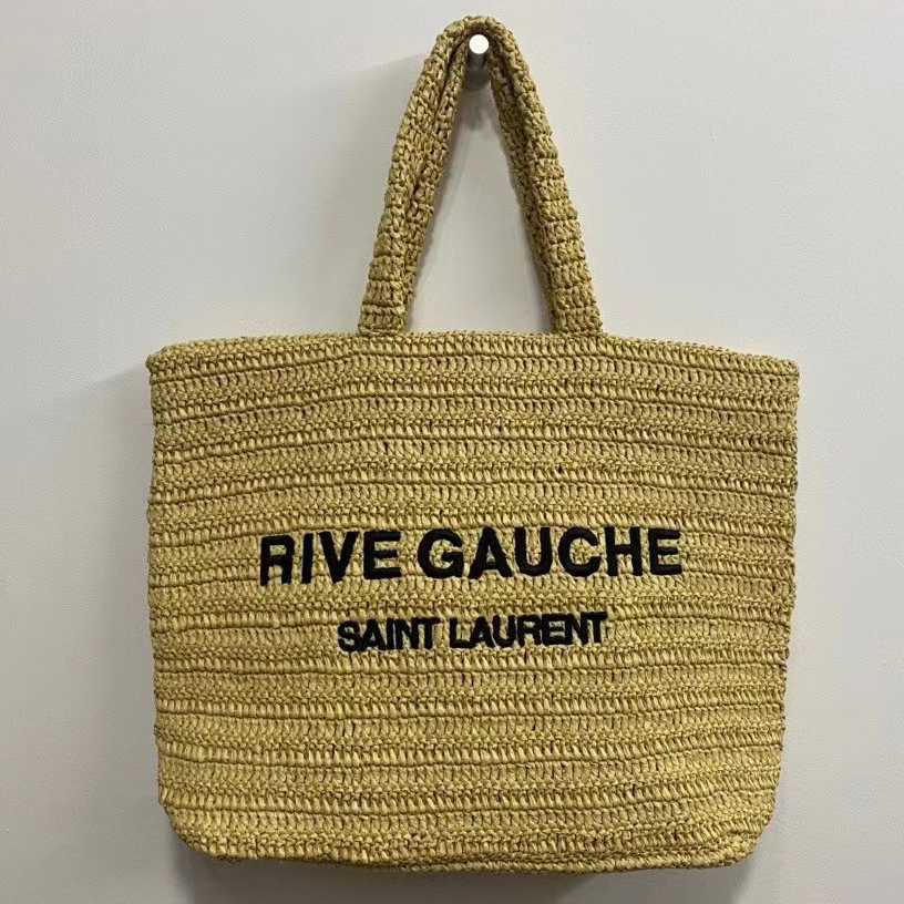 Saint Laurent Rive Gauche Printed Raffia Tote Bag  (48-36-14 cm) - EUR FASHION