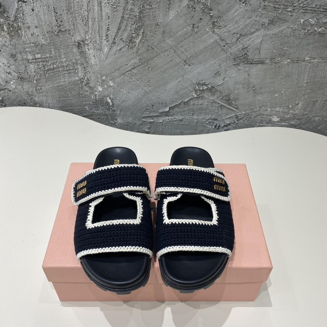 Miu Miu Crochet Knit Slides - EUR FASHION