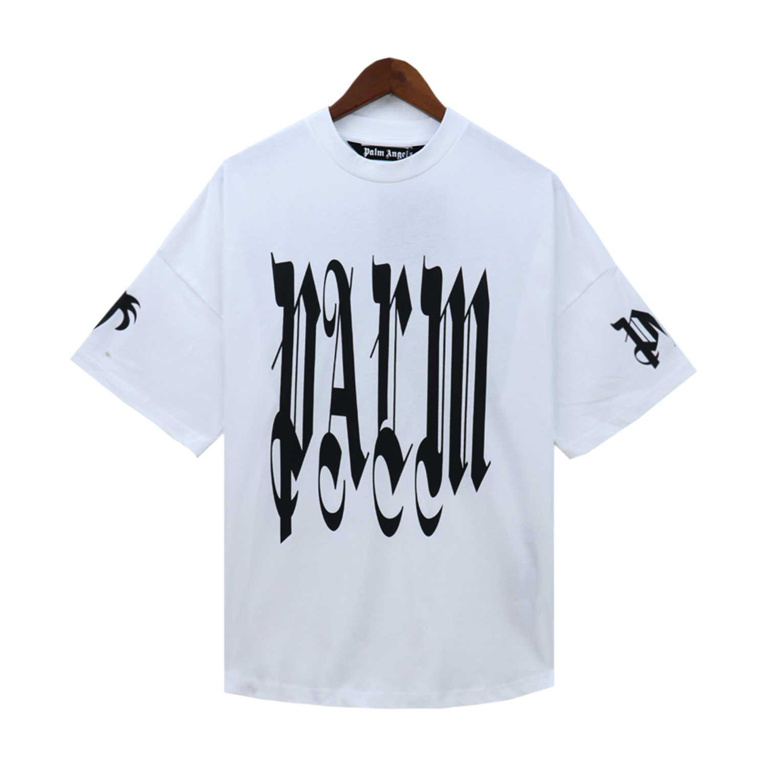 Palm Angels Gothic Logo Over T-Shirt White - EUR FASHION