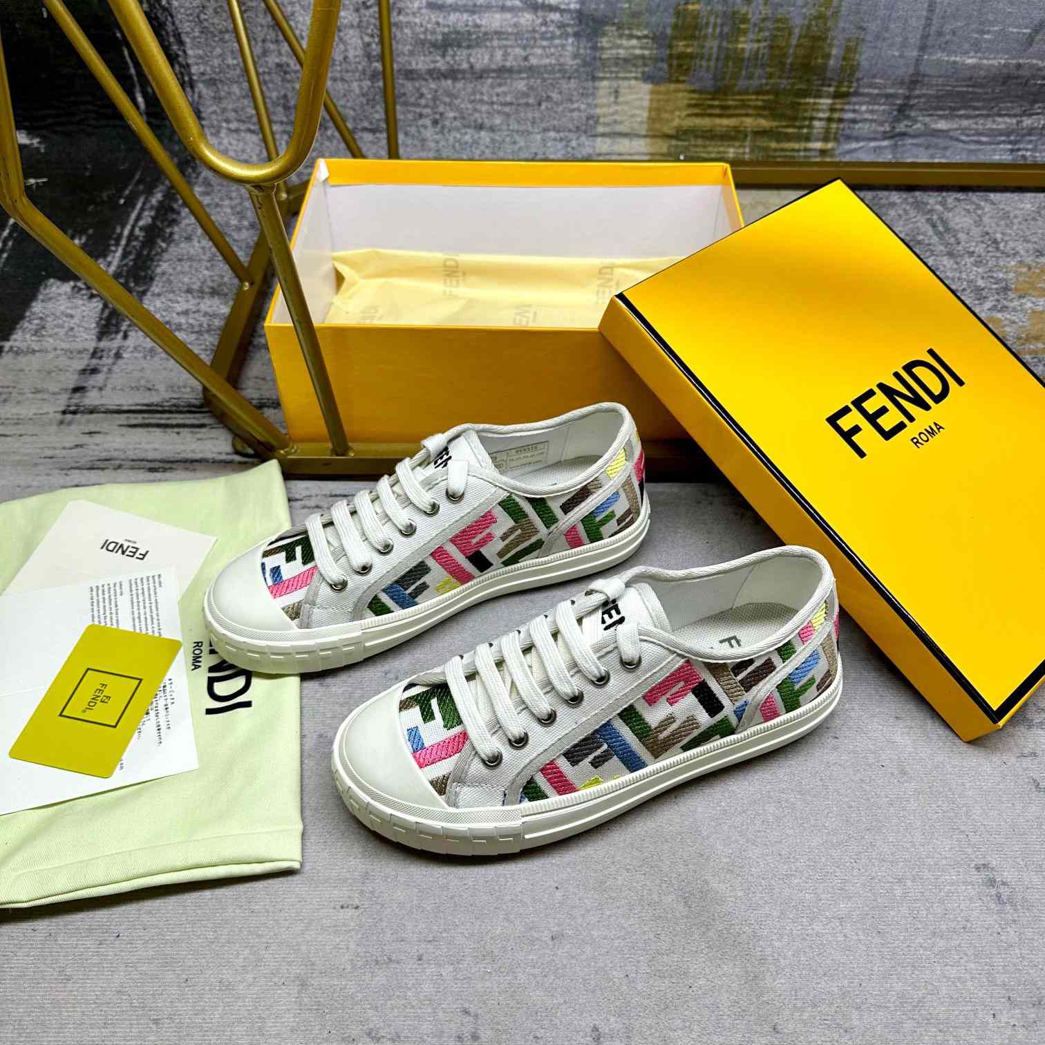 Fendi Domino Canvas Sneakers - EUR FASHION