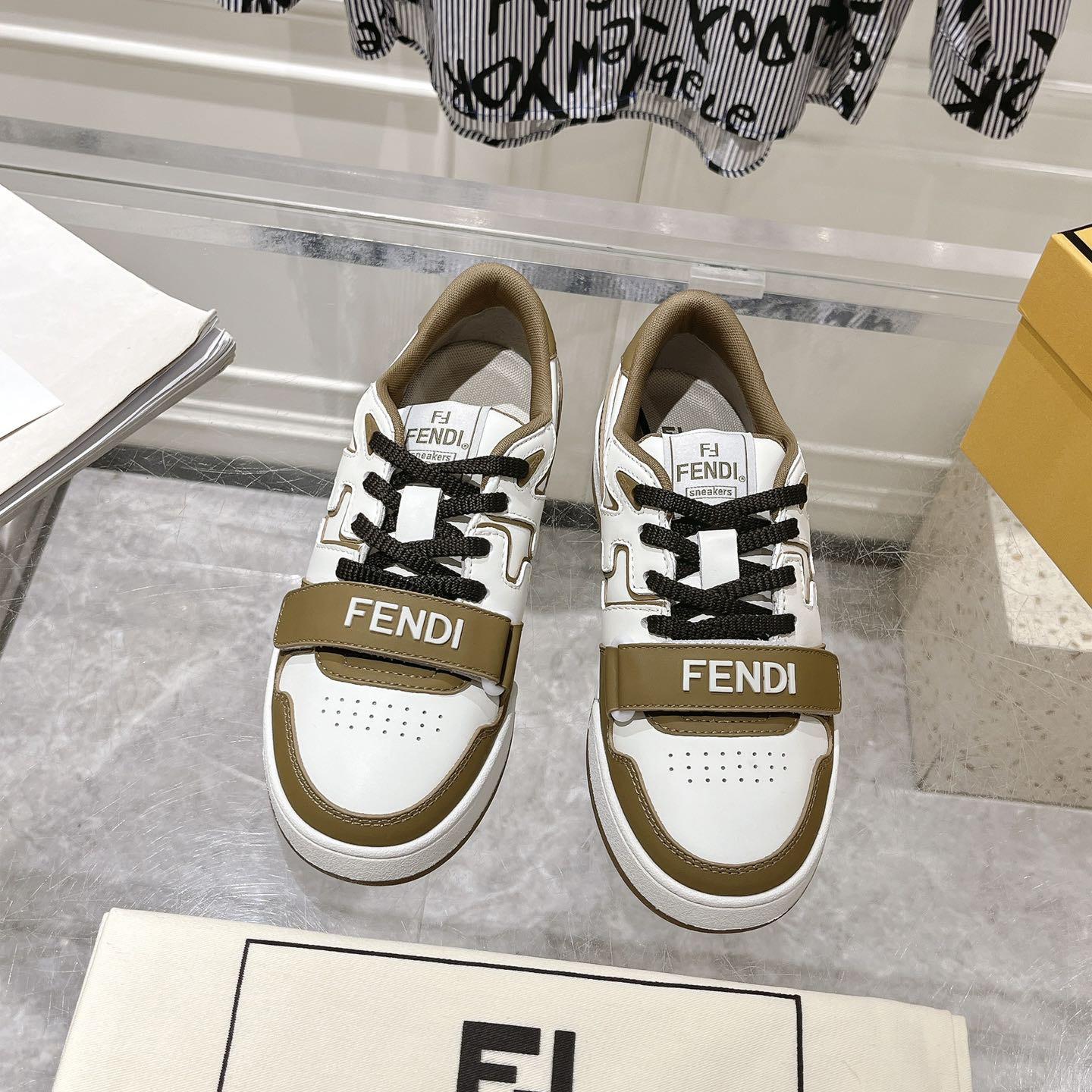 Fendi Match Green Leather Low-tops - EUR FASHION