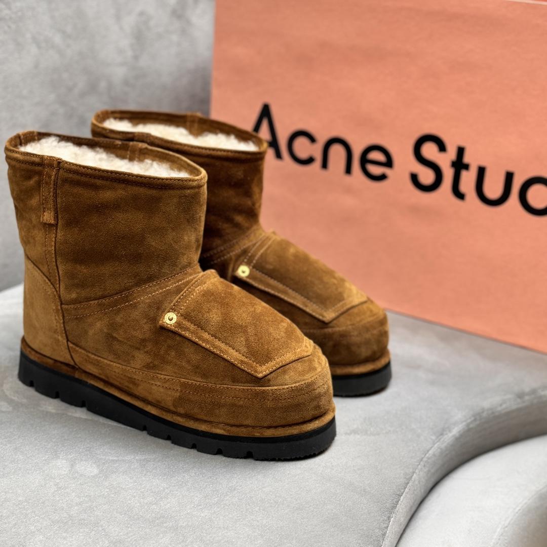 Acne Studios Tobacco Brown Shearling Leather Boots - EUR FASHION