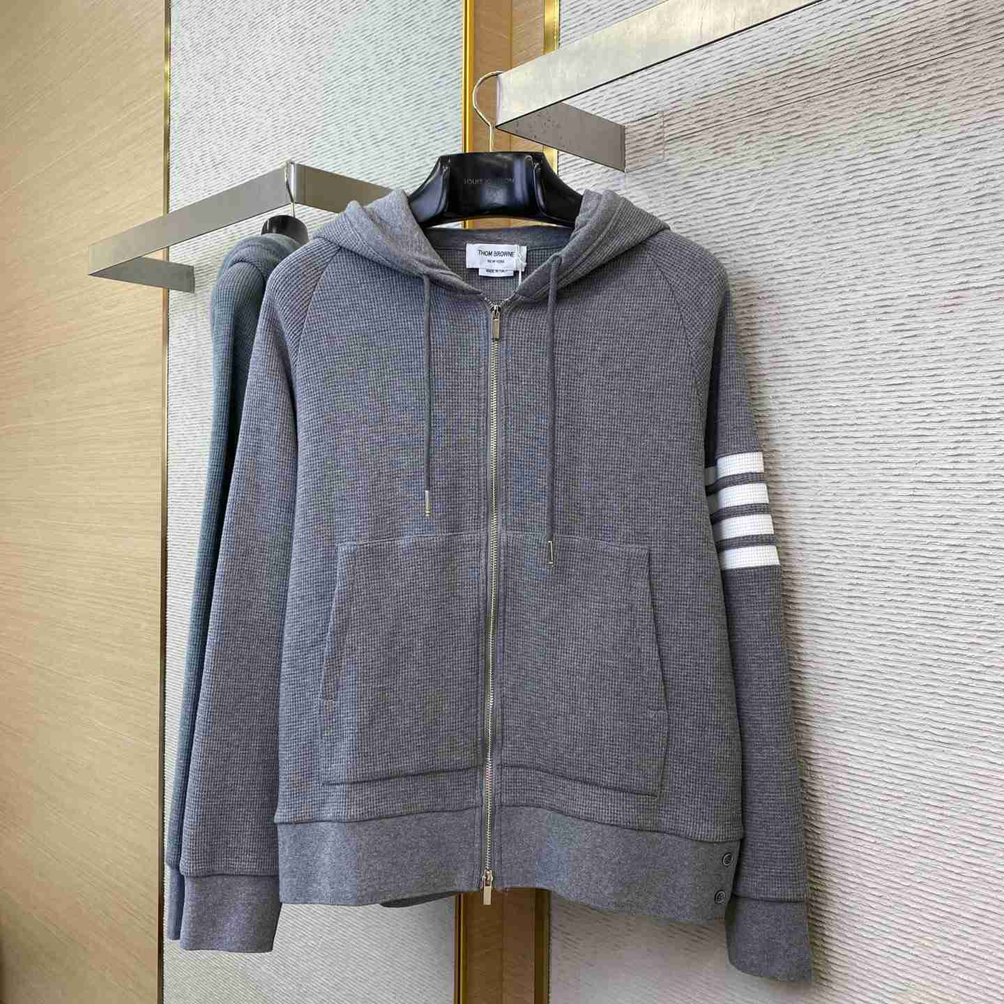 Thom Browne 4-Bar Zip-Up Cashmere Hoodie - EUR FASHION