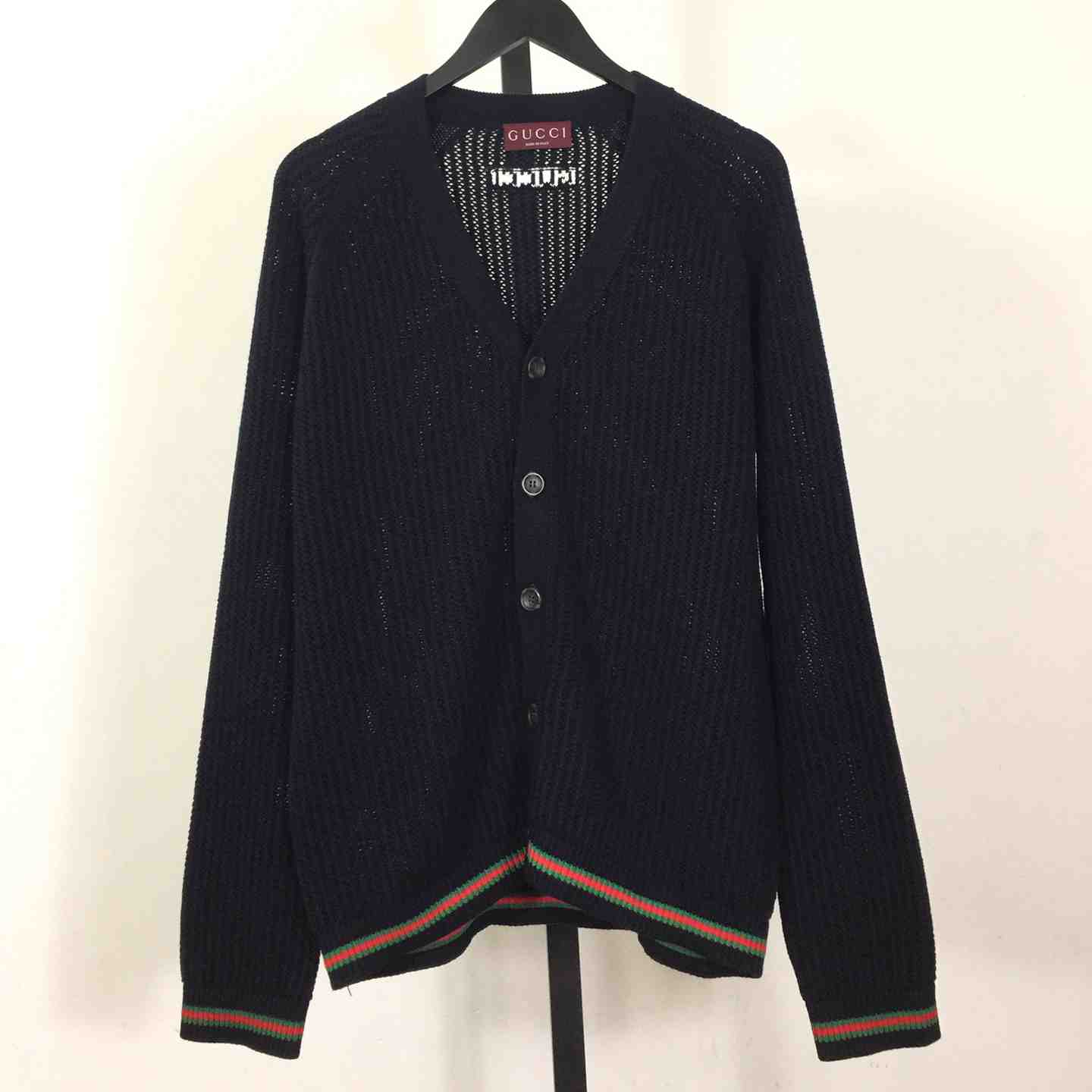 Gucci Ajour Cotton Knit Cardigan With Web - EUR FASHION