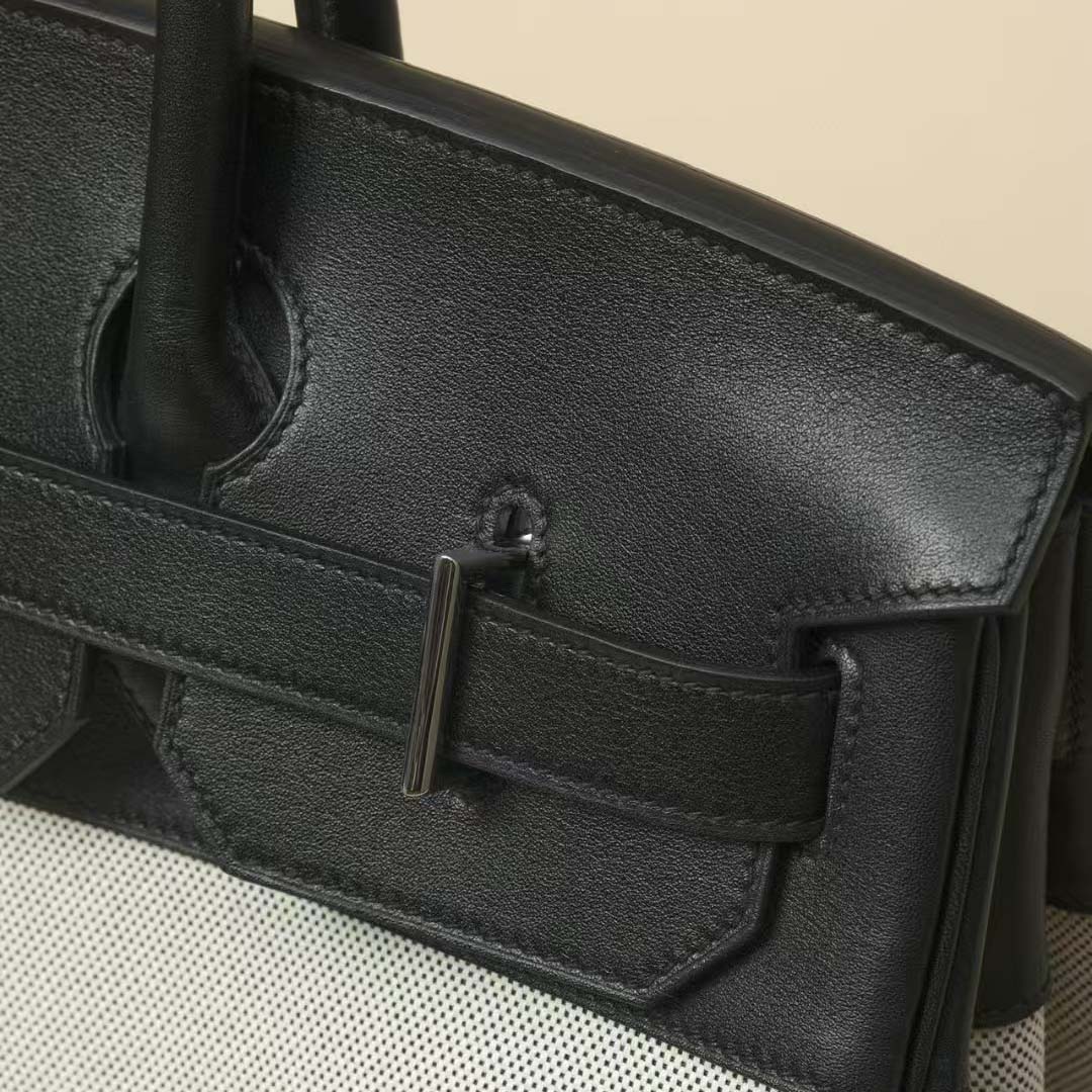 Hermès 40cm HAC Black Toile/Swift Leather Palladium Hardware - EUR FASHION