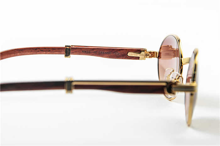 Cartier 7550178 55-22 Wood Sunglasses In Gold Brown - EUR FASHION