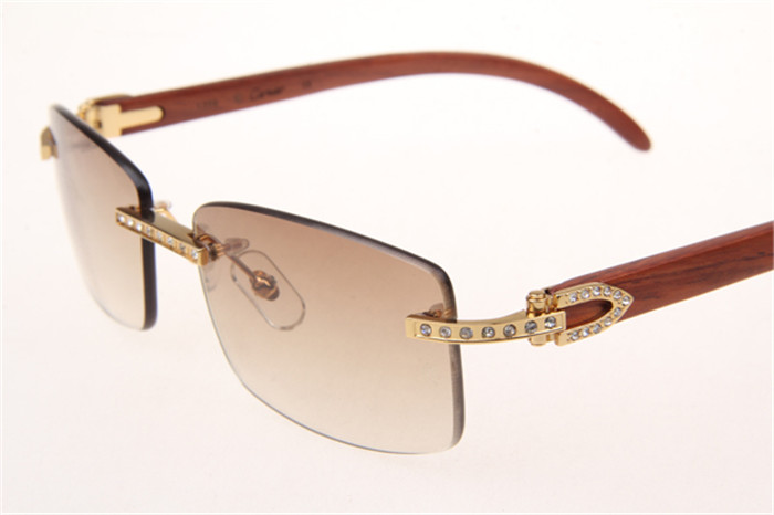 Cartier 3524012 Diamond Wood Sunglasses In Gold With Brown Gradient Lens - EUR FASHION