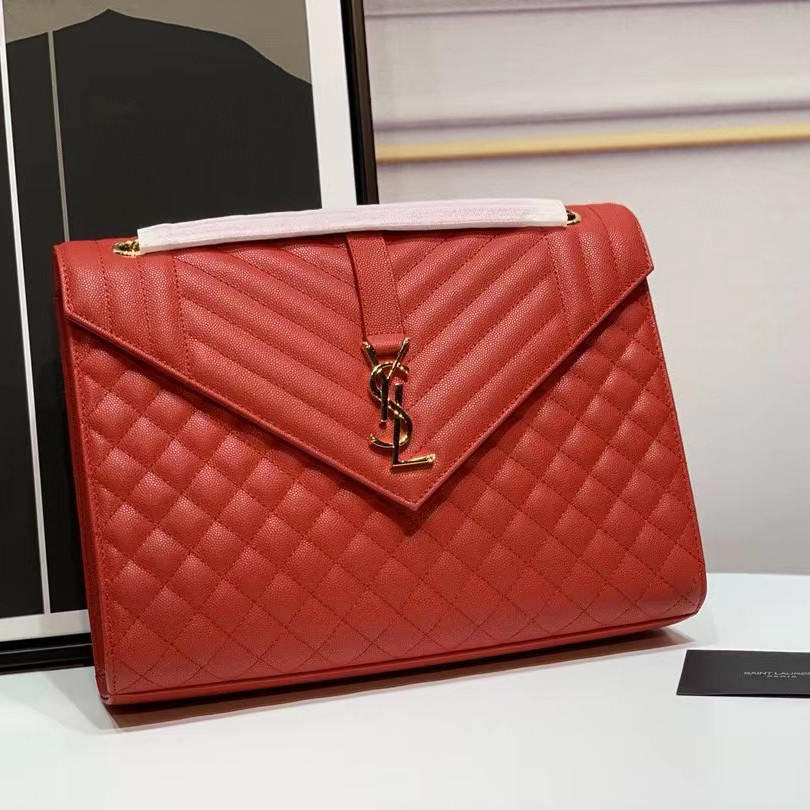 Saint Laurent Envelope Large Bag In Mix Matelasse Grain De Poudre Emboosed Leather - EUR FASHION