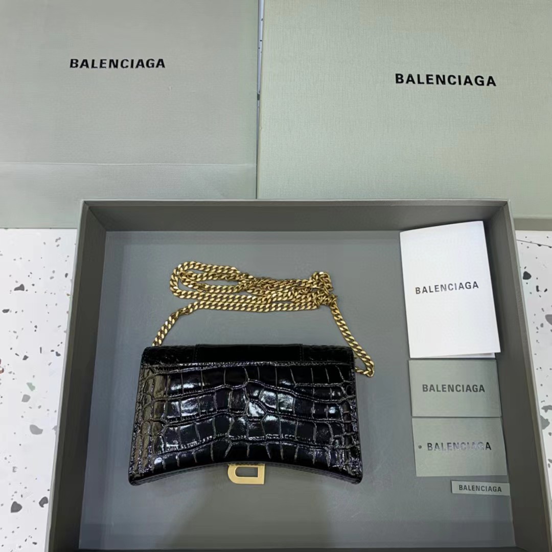 Balenciaga Hourglass Wallet On Chain (19.5-12-5cm) - EUR FASHION