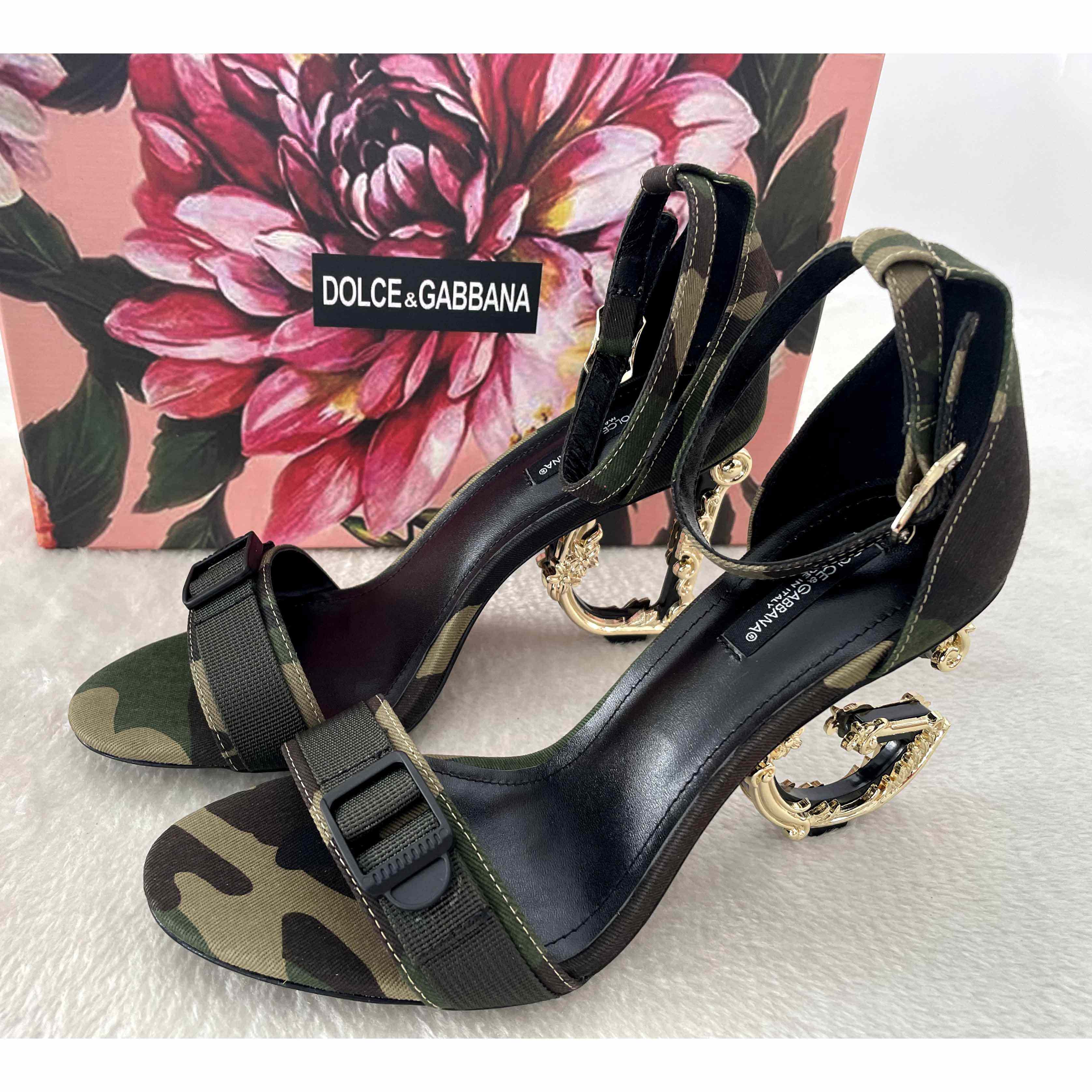 Dolce & Gabbana  Baroque DG Sandals In Camouflage Patchwork - EUR FASHION