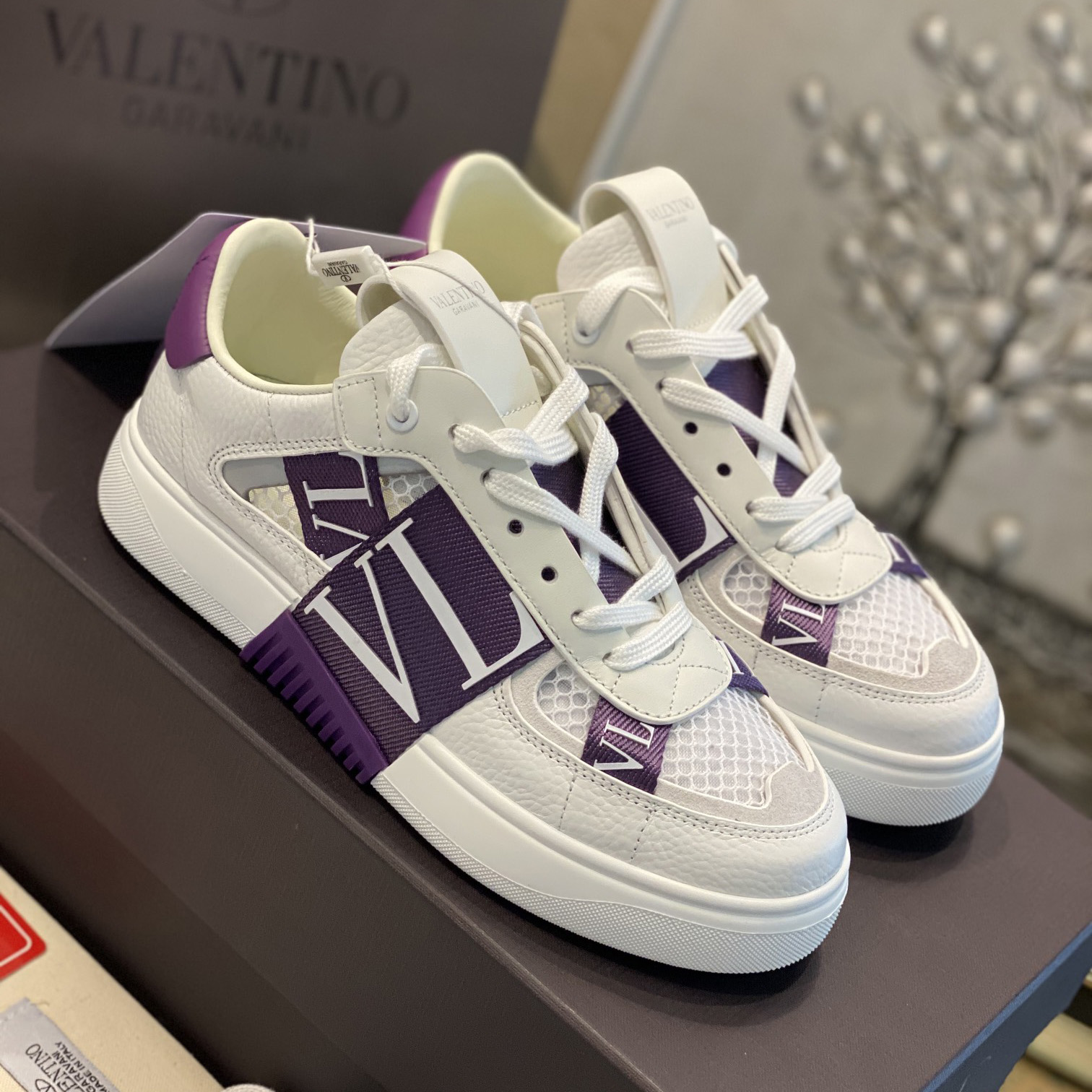 Valenti Low-Top Calfskin And Mesh VL7N Sneaker With Bands - EUR FASHION