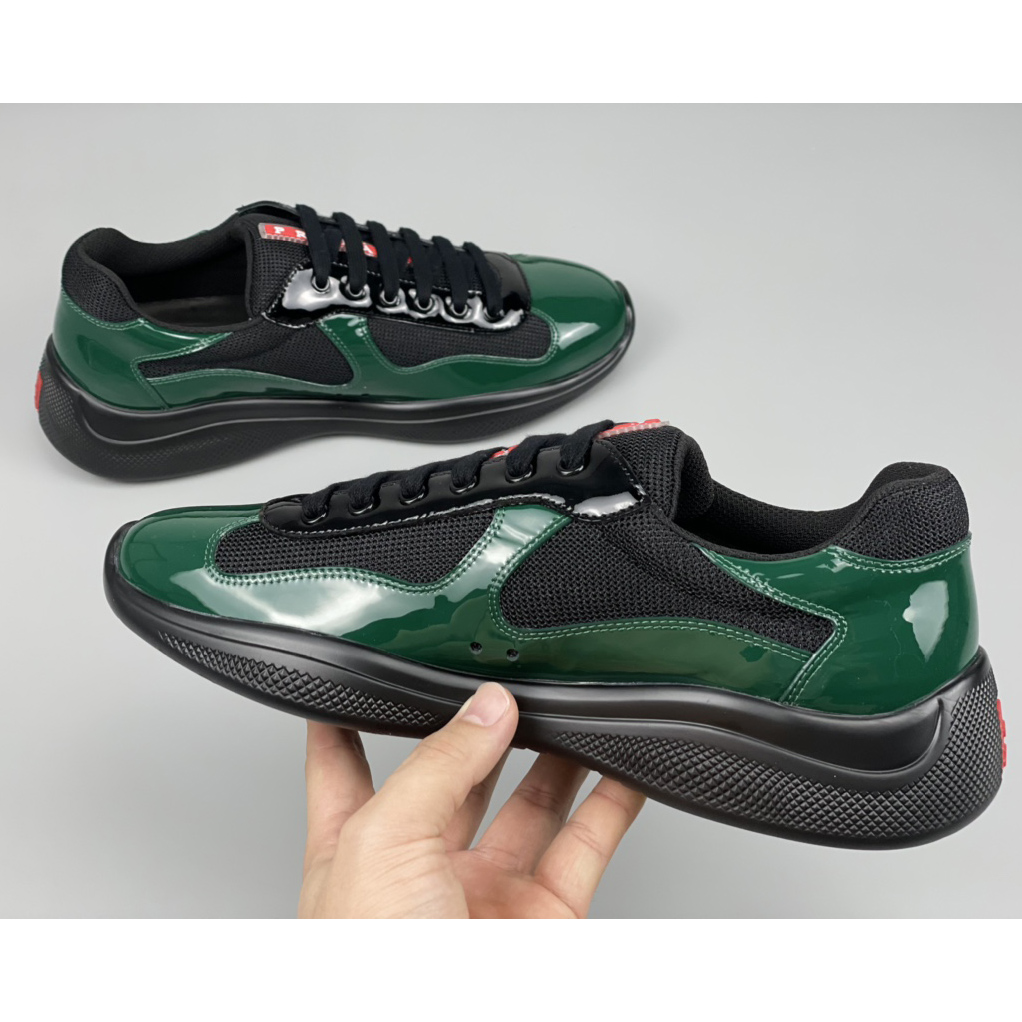 Prada Male America's Cup Sneaker In Bottle Green/Black - EUR FASHION