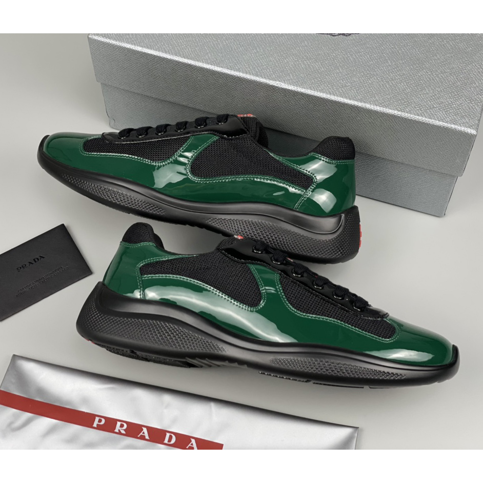 Prada Male America's Cup Sneaker In Bottle Green/Black - EUR FASHION