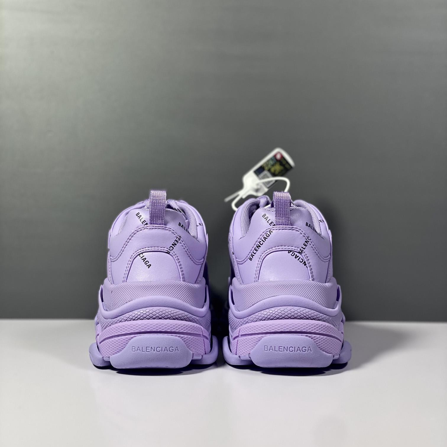 Balenciaga Triple S Sneaker Allover Logo In Light Purple And Black Technical Material - EUR FASHION