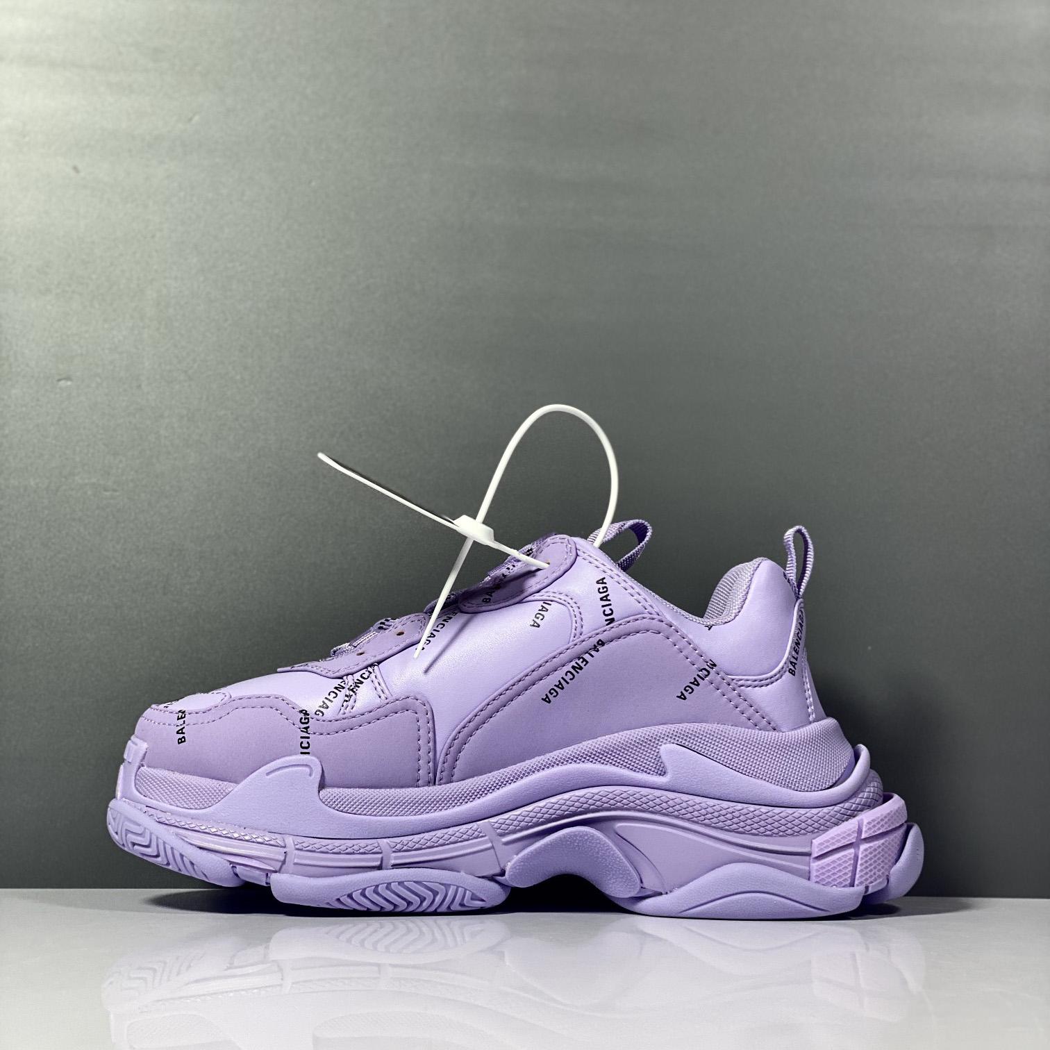 Balenciaga Triple S Sneaker Allover Logo In Light Purple And Black Technical Material - EUR FASHION