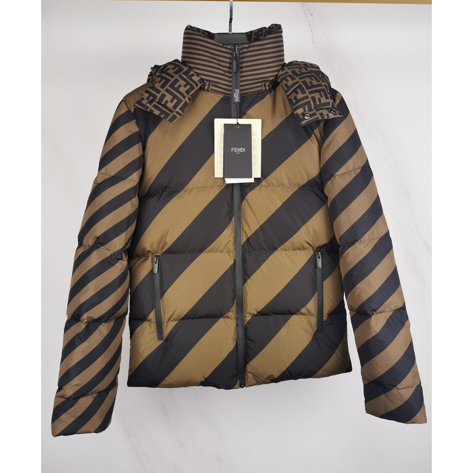 Fendi Brown Nylon Down Jacket - EUR FASHION