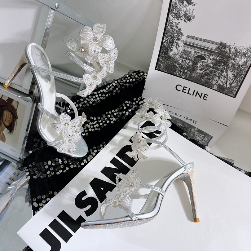 Rene Caovilla White Sandals With High Heels Floriane - EUR FASHION