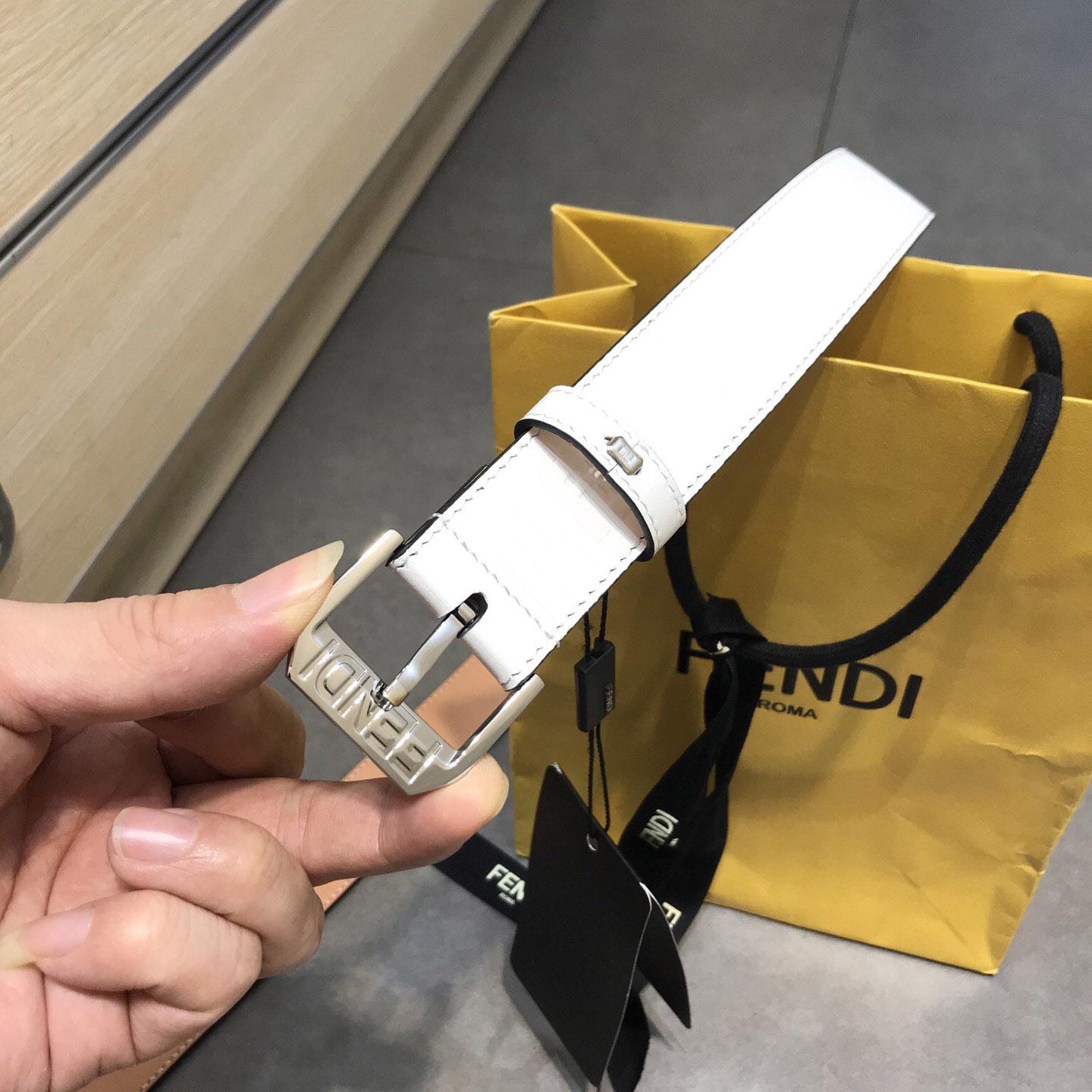 Fendi White Leather Belt - EUR FASHION
