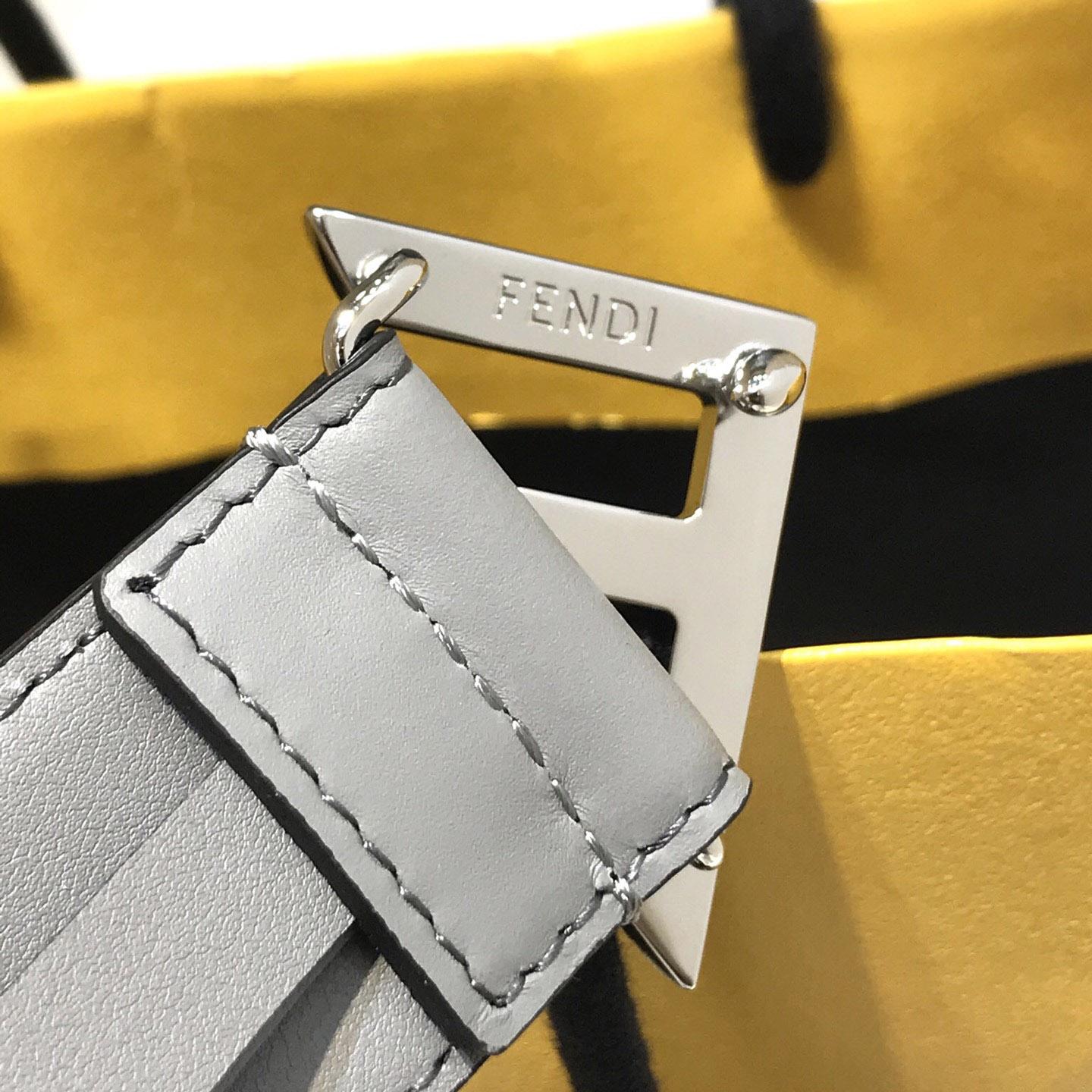 Fendi Pale Gray Leather Belt - EUR FASHION