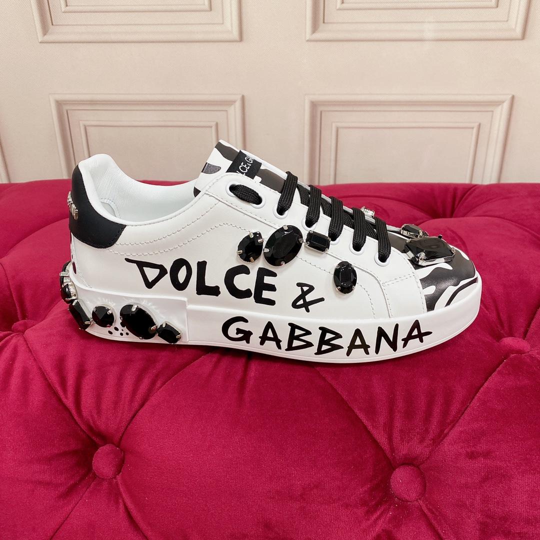 Dolce & Gabbana Calfskin Portofino Sneakers With Embroidery - EUR FASHION