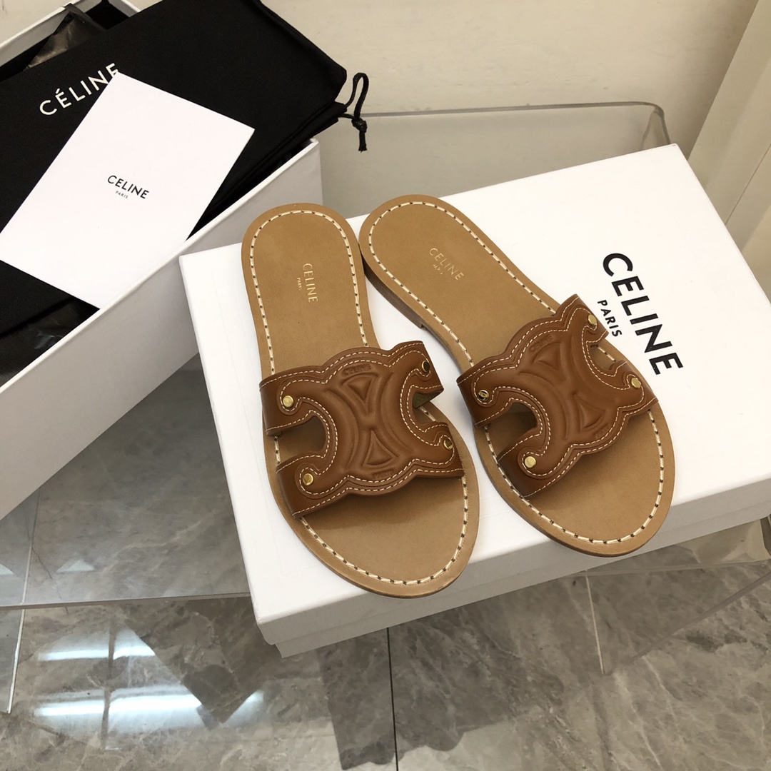 Celine Triomphe Mule In Calfskin - EUR FASHION