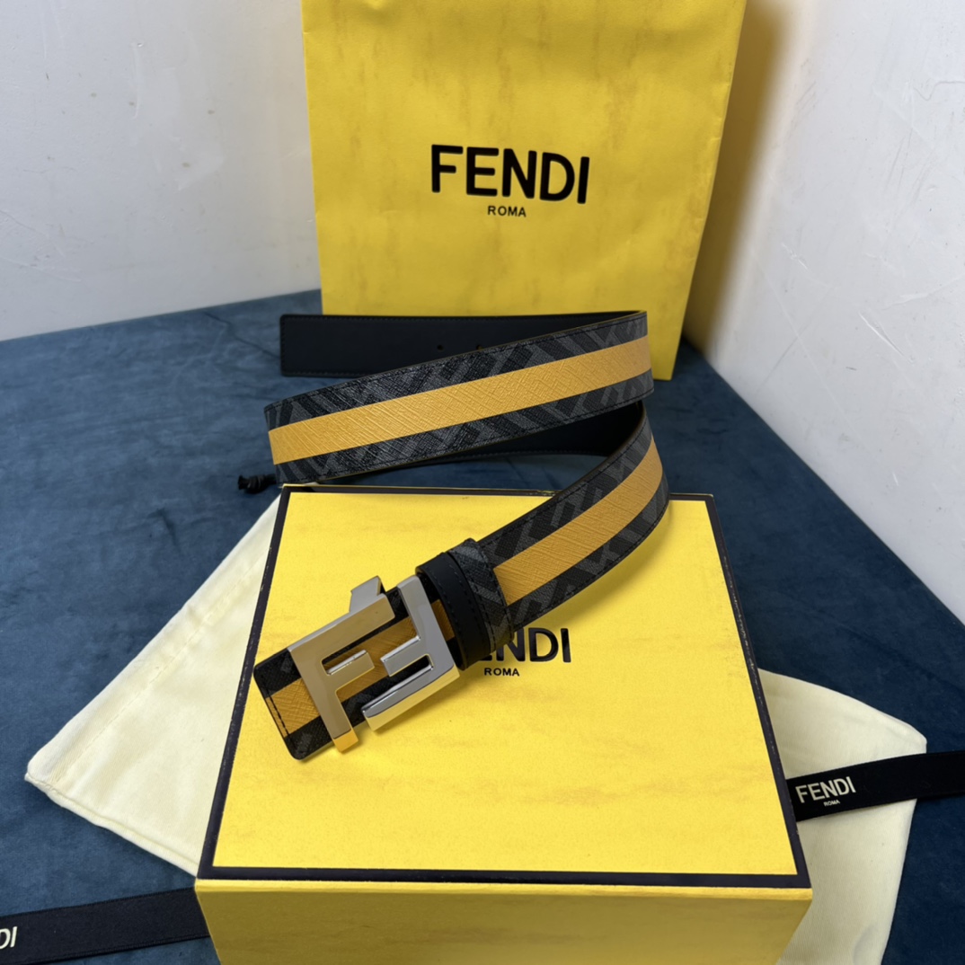 Fendi Reversible Black Leather Belt  - EUR FASHION