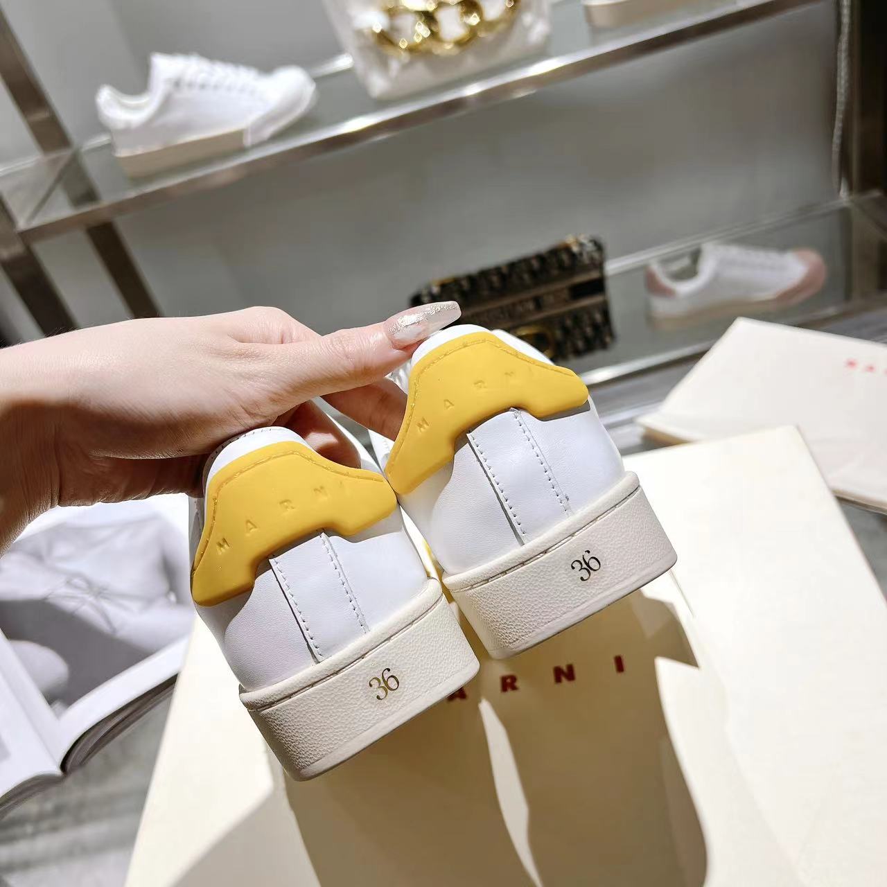 Marni Dada Bumper Sneaker In White And Yellow Leather - EUR FASHION