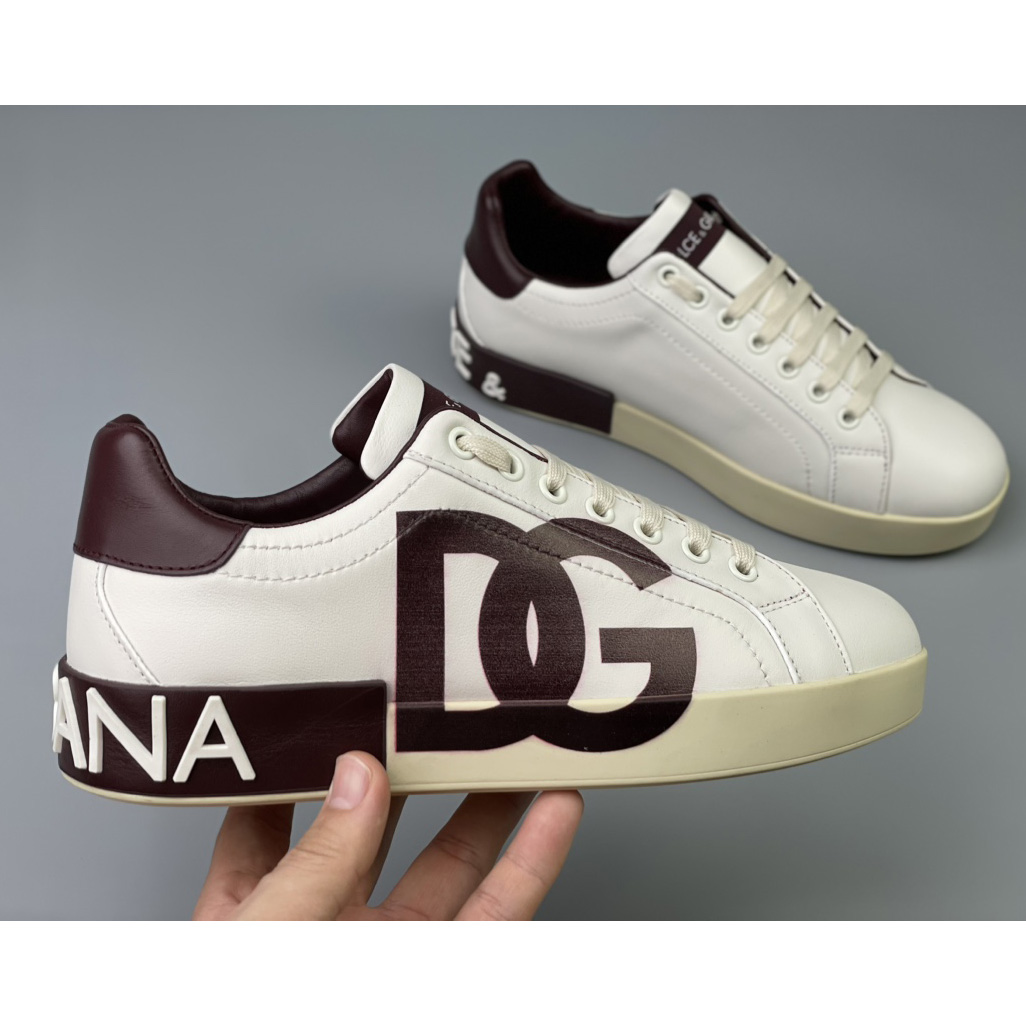 Dolce & Gabbana Calfskin Portofino Sneakers With DG Logo - EUR FASHION