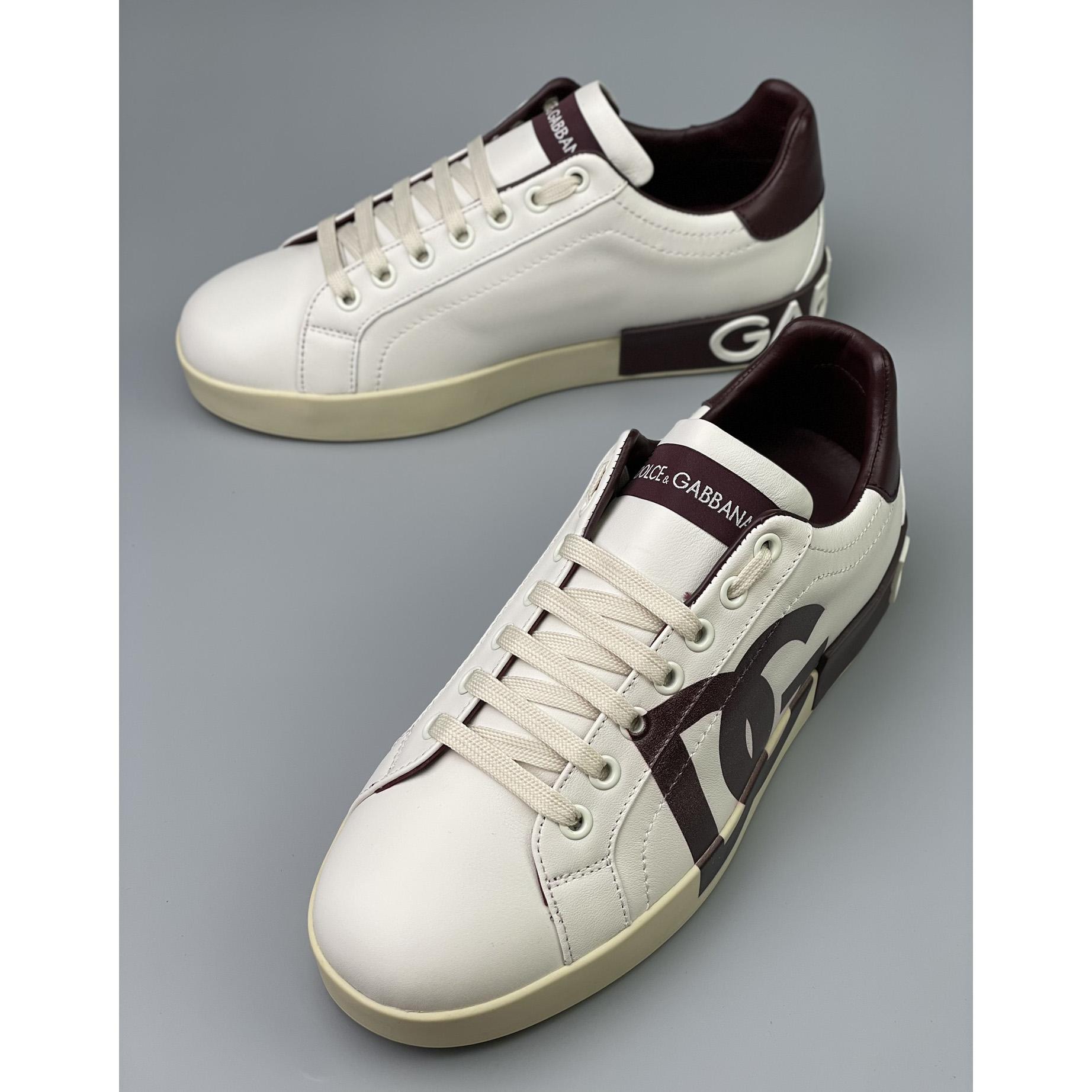 Dolce & Gabbana Calfskin Portofino Sneakers With DG Logo - EUR FASHION