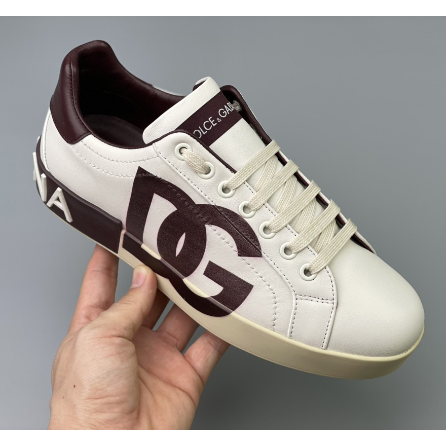 Dolce & Gabbana Calfskin Portofino Sneakers With DG Logo - EUR FASHION