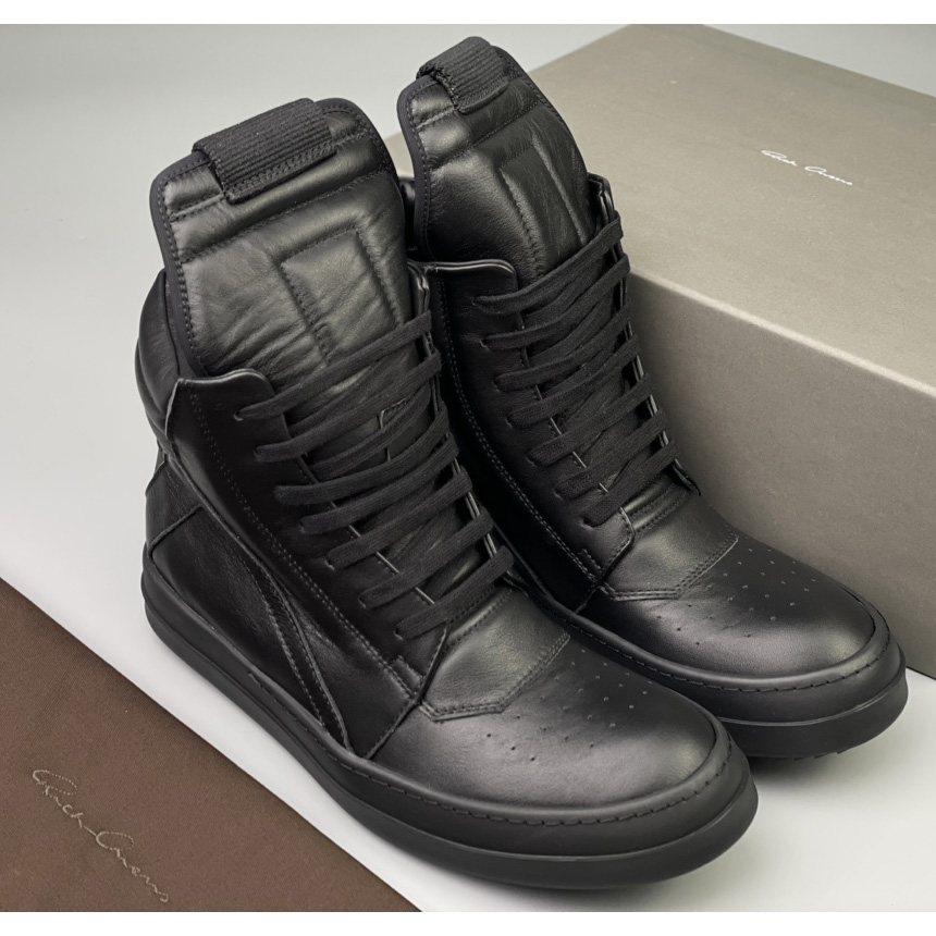 Rick Owens Leather High Top Sneakers - EUR FASHION