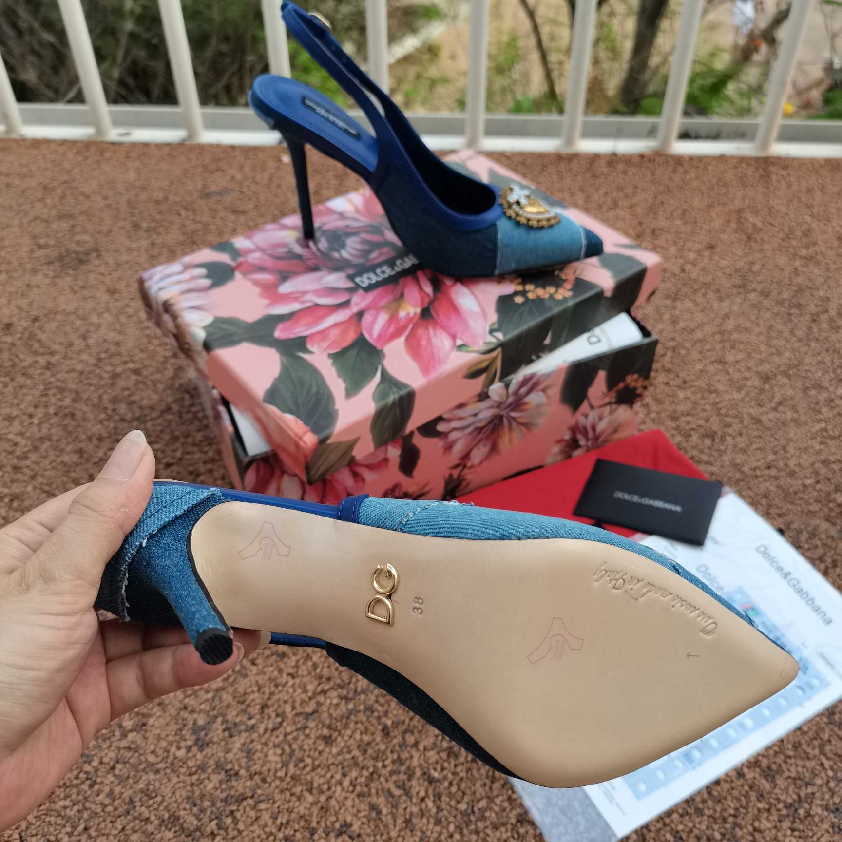 Dolce & Gabbana Devotion Slingbacks In Patchwork Denim - EUR FASHION