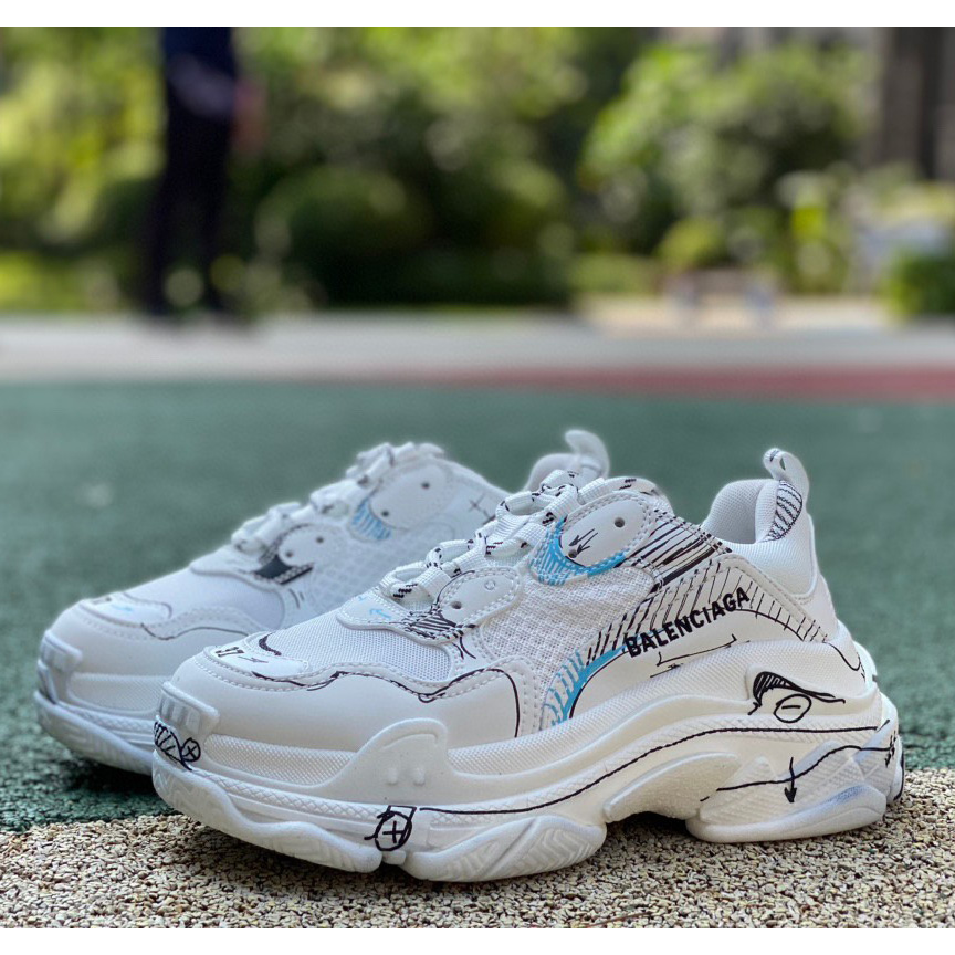 Balenciaga Triple S Sketch Sneaker In White - EUR FASHION