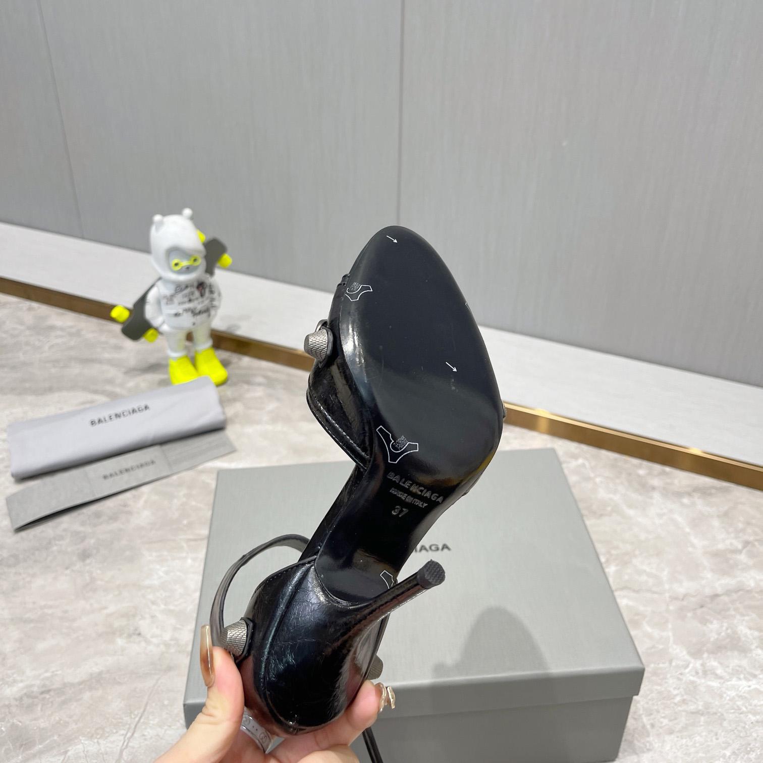 Balenciaga Cagole 110mm Sandal In Black Arena Lambskin - EUR FASHION