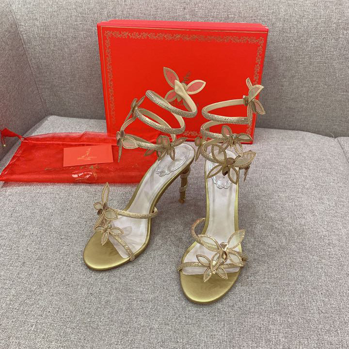 Rene Caovilla Margot Crystal Gold Butterfly Sandal   95 - EUR FASHION