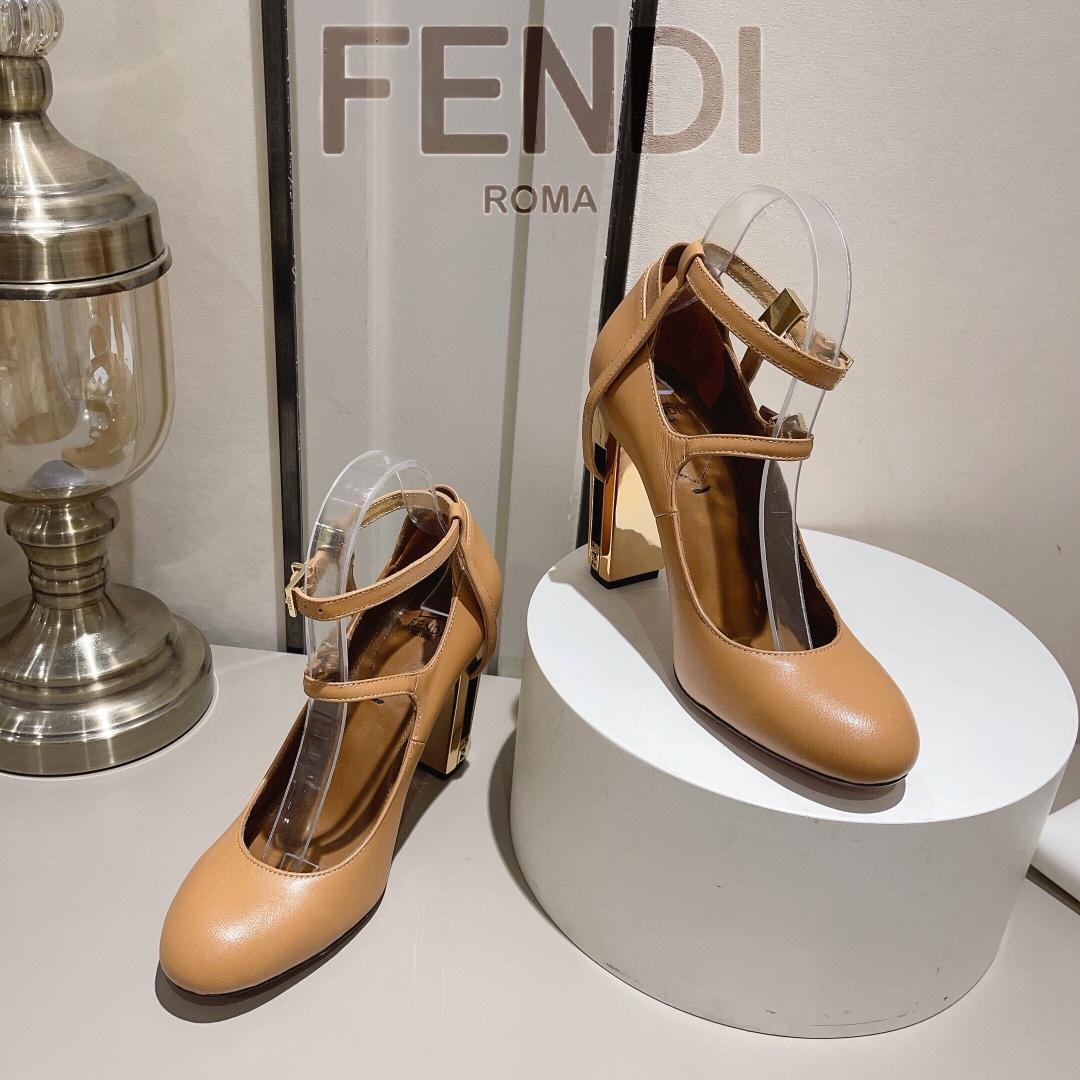 Fendi Delfina Dove Grey Leather High-heeled Court Shoes - EUR FASHION