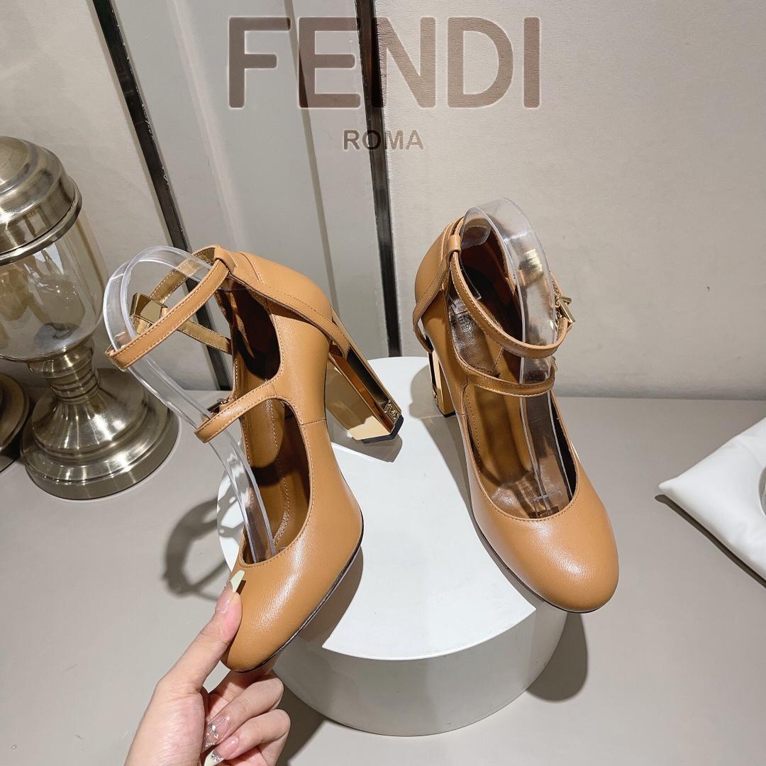 Fendi Delfina Dove Grey Leather High-heeled Court Shoes - EUR FASHION