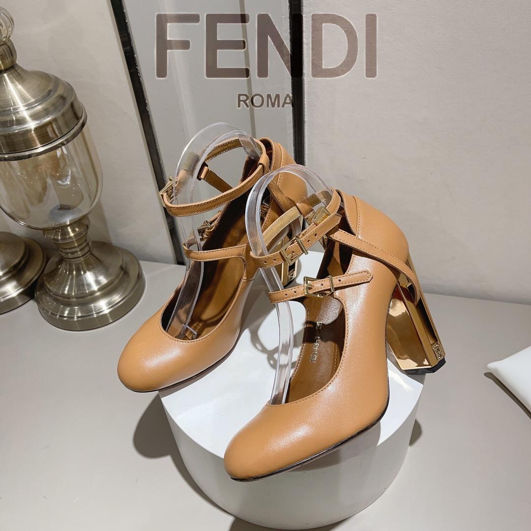 Fendi Delfina Dove Grey Leather High-heeled Court Shoes - EUR FASHION