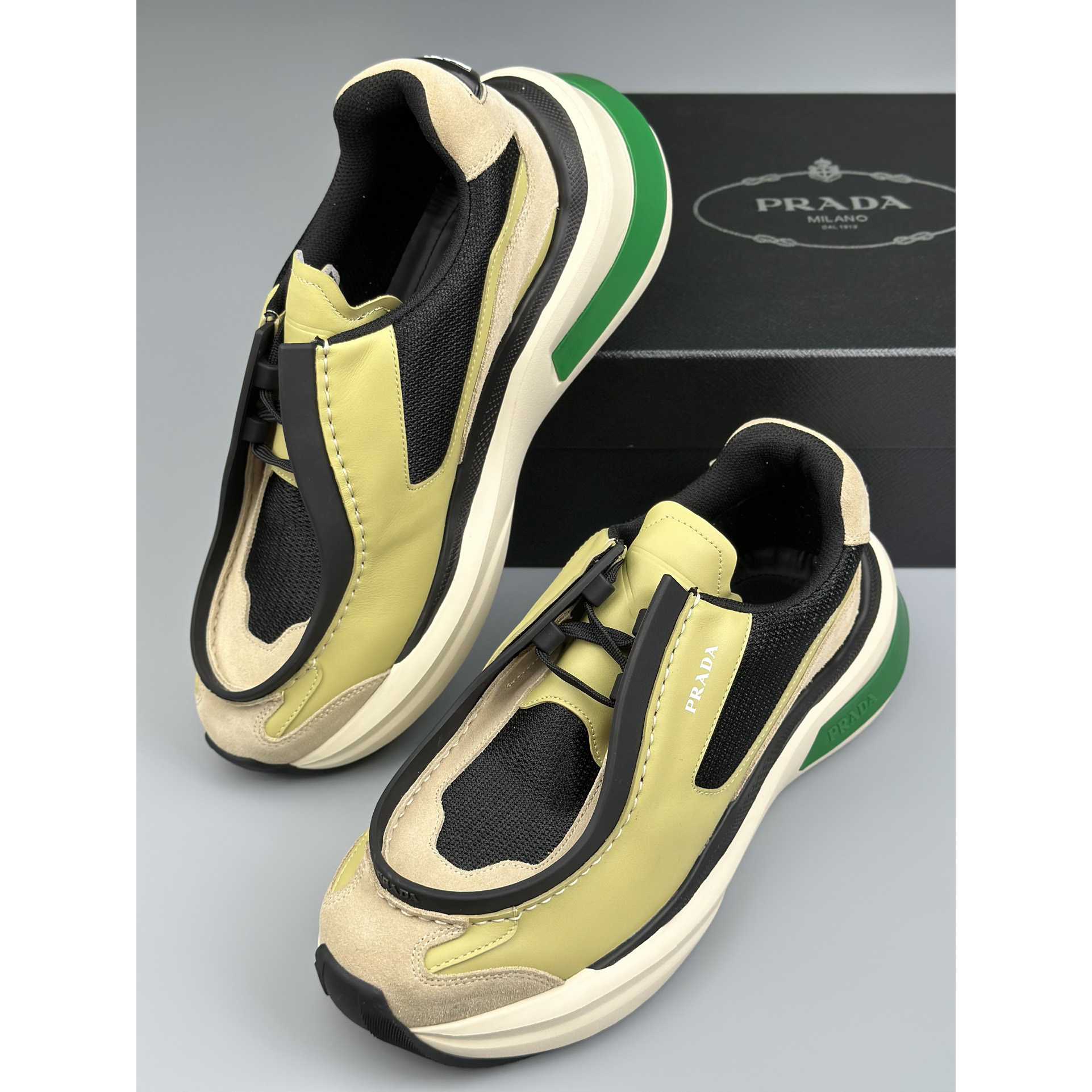 Prada Systeme Brushed Leather Sneakers With Bike Fabric And Suede  - EUR FASHION