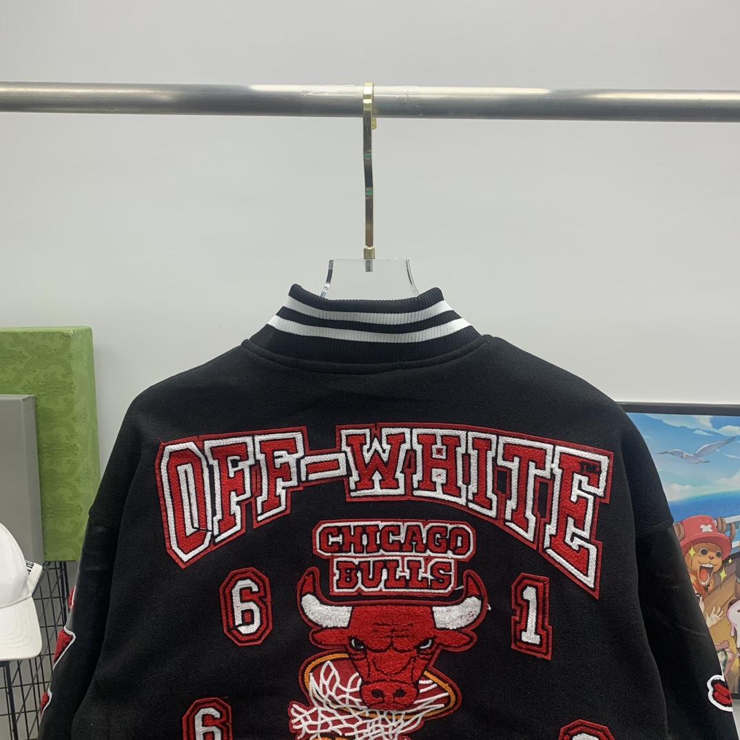 Off White C/O Chicago Bulls Varsity Jacket - EUR FASHION