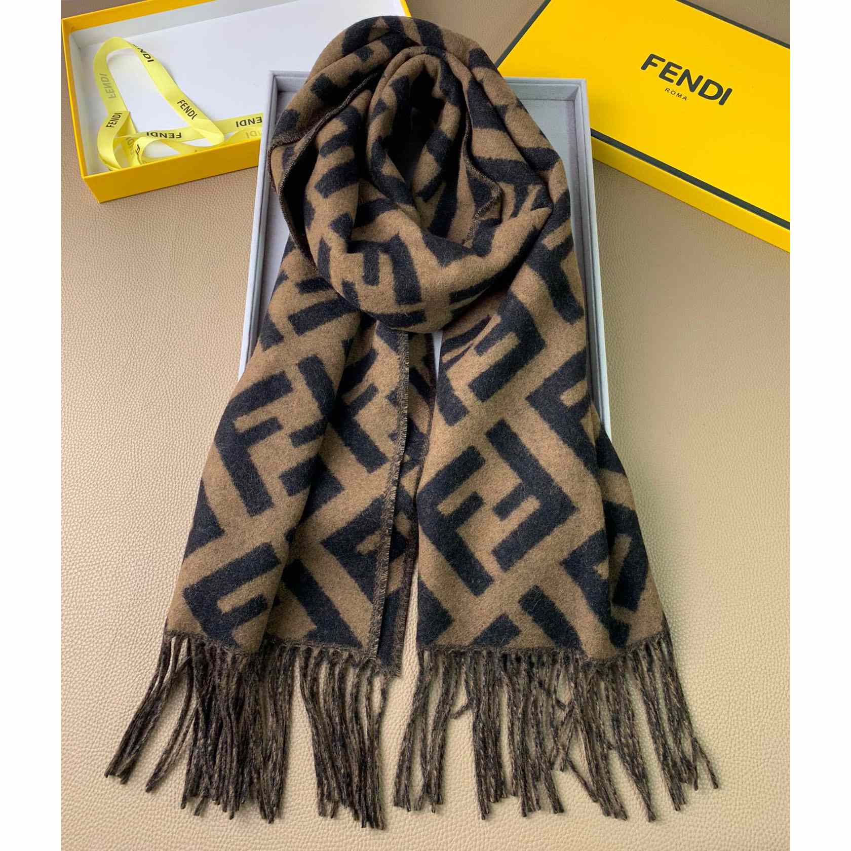 Fendi Brown Cashmere Scarf - EUR FASHION