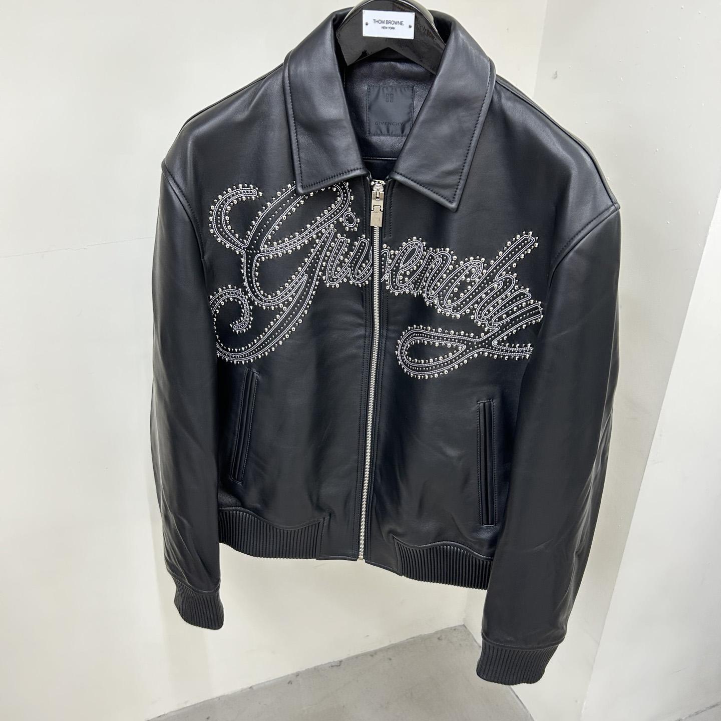 Givenchy Studded-logo Leather Jacket - EUR FASHION