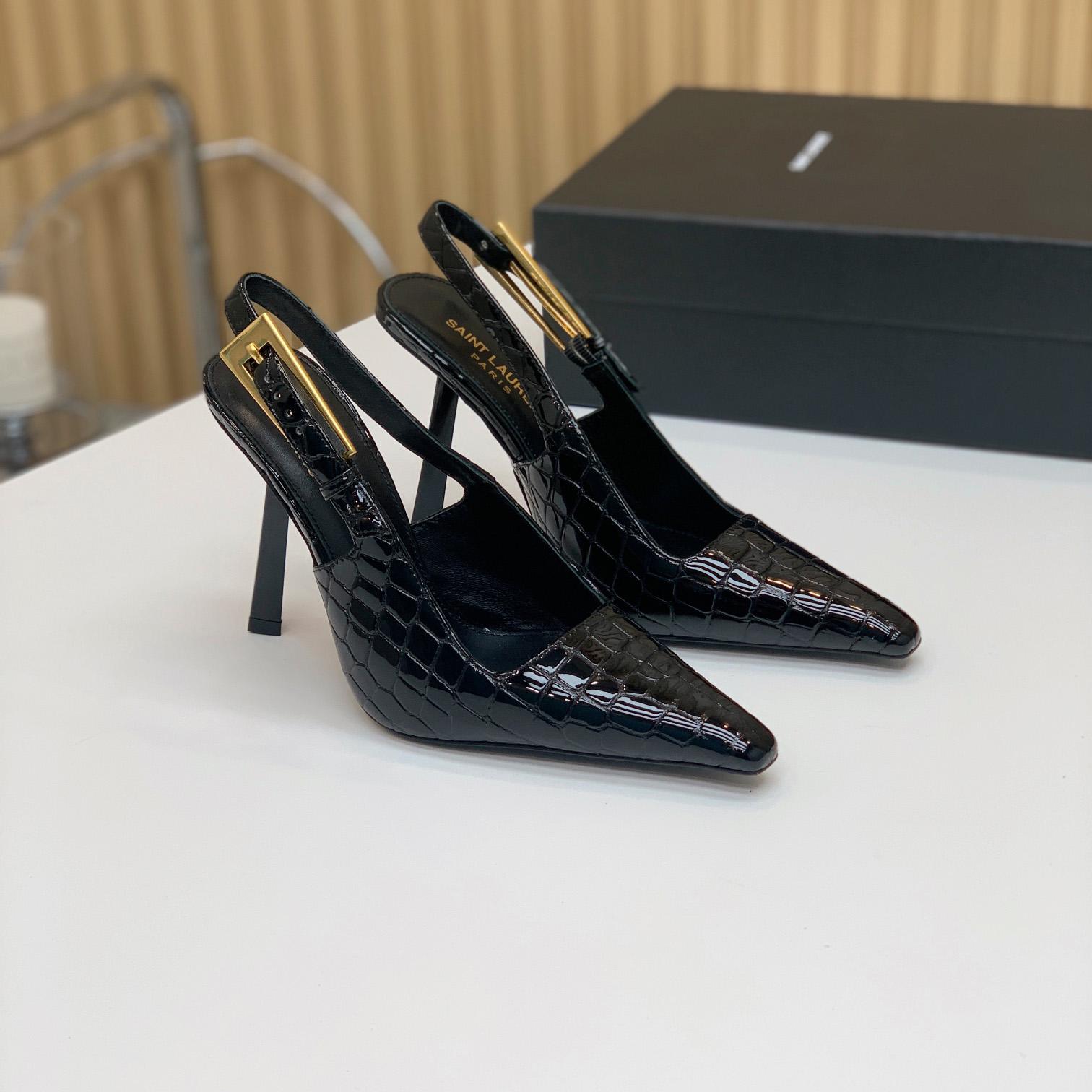 Saint Laurent Leather Slingback Pumps - EUR FASHION