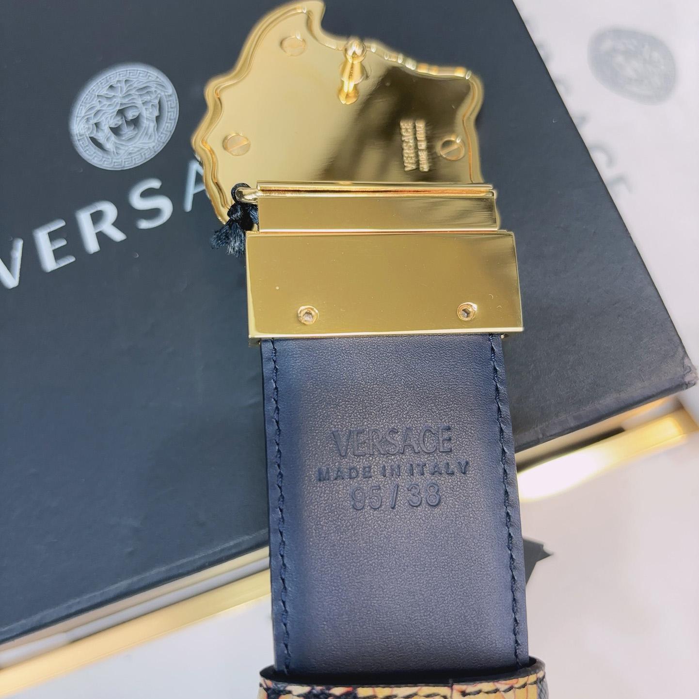Versace La Medusa Logo-buckle Barocco-print Belt   40mm - EUR FASHION
